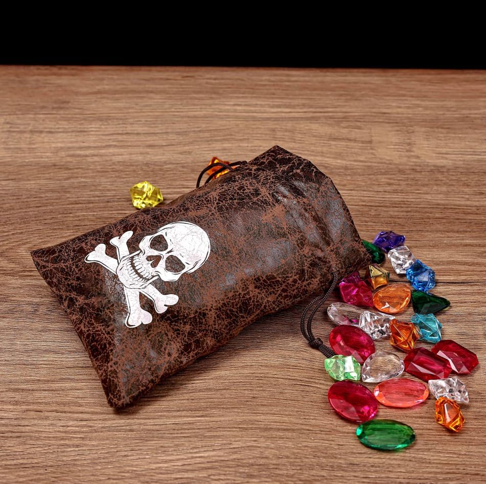 RICHNESS Pirate Loot Bags Drawstring Favors Pack of 12