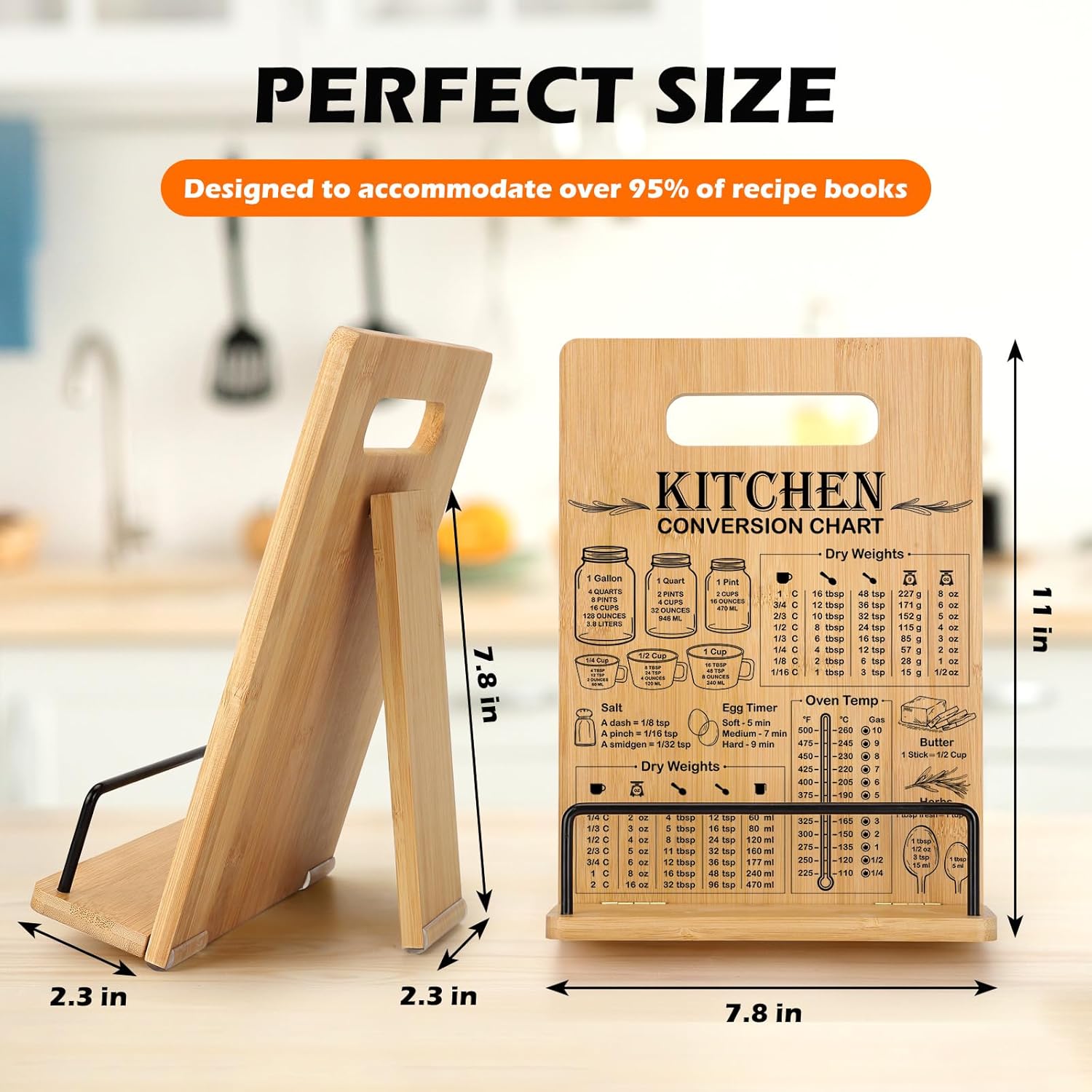 Bamboo Cookbook Stand for Kitchen Counter