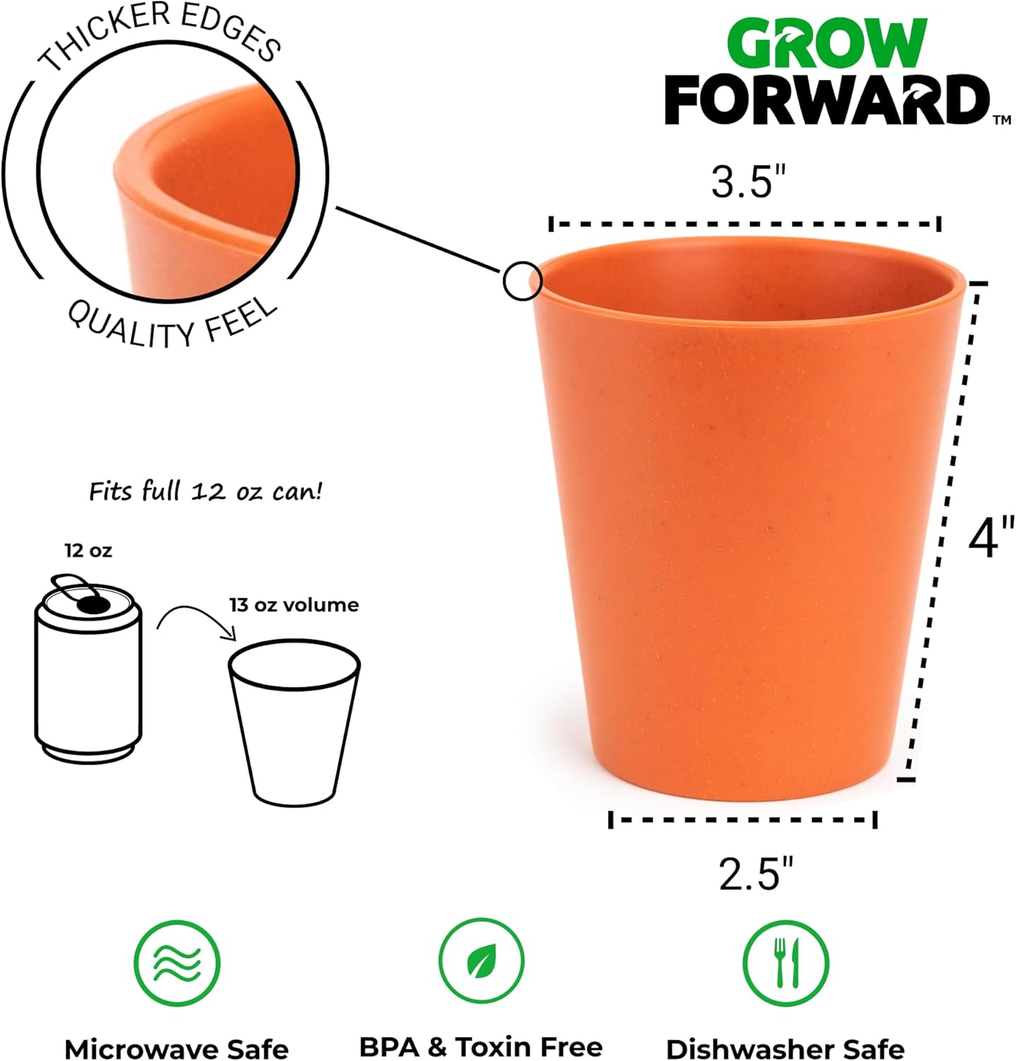Grow Forward Premium Plastic Kids Cups 13 oz