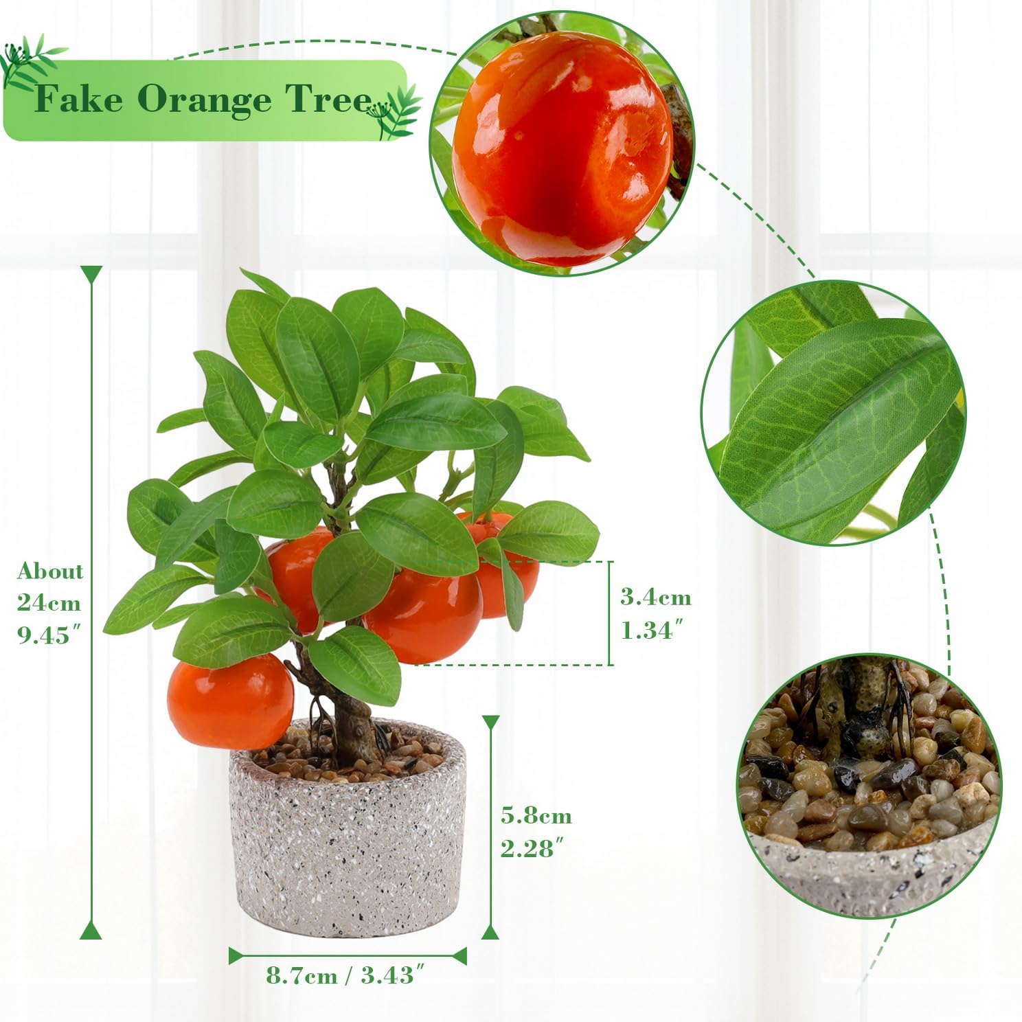 Woration Artificial Orange Tree Bonsai Indoor Decor