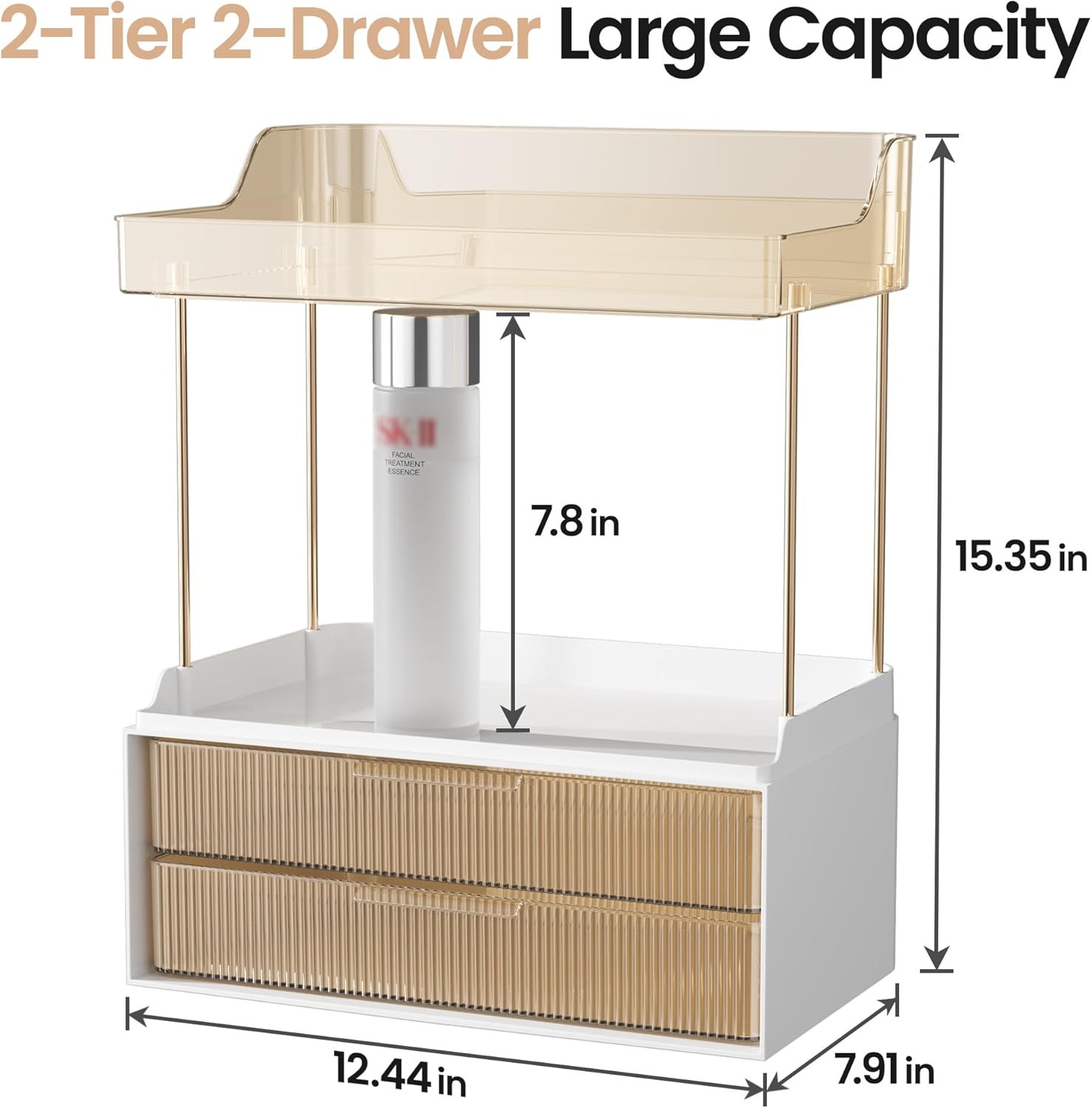Delamu 2-Tier Makeup Organizer for Bathroom Storage