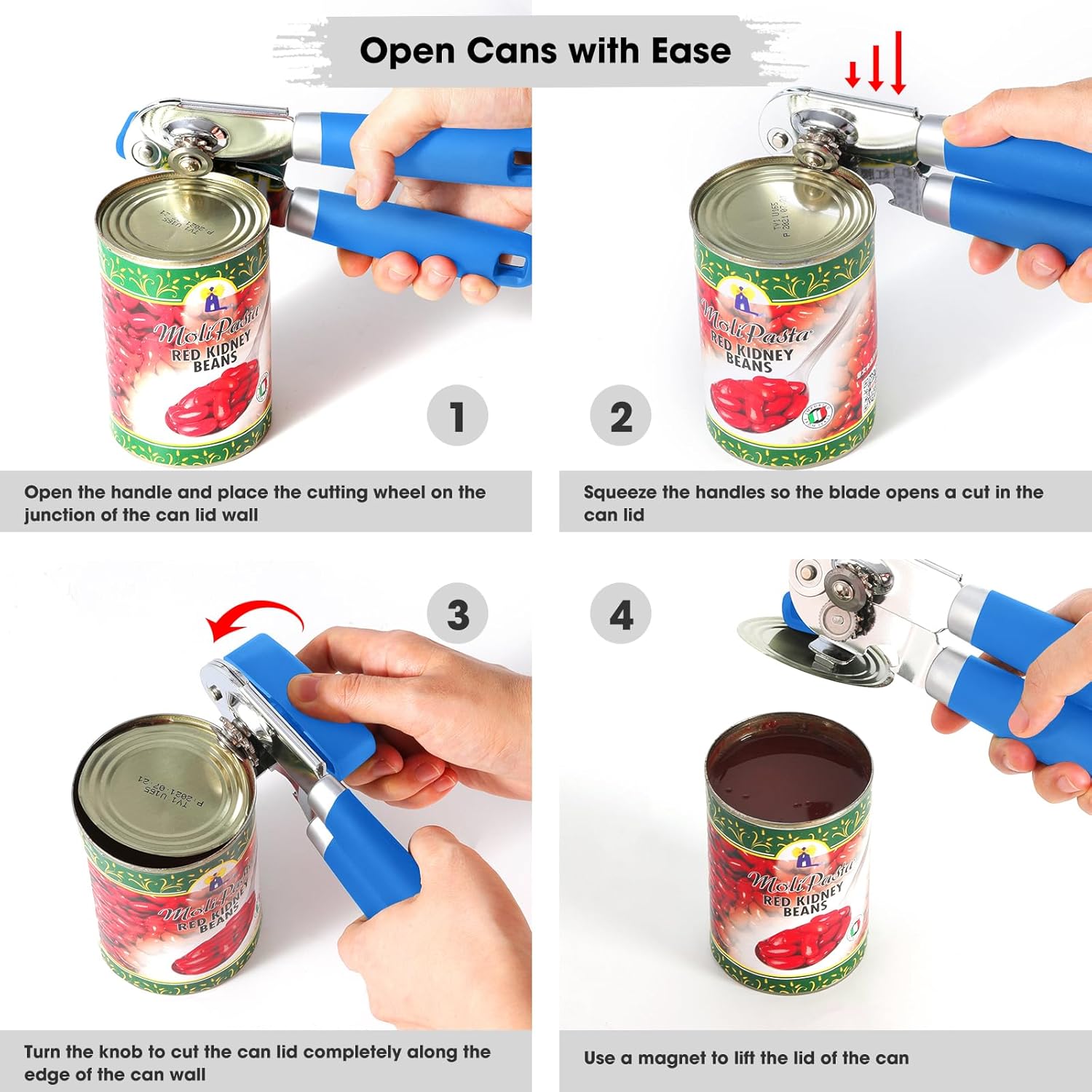 Beneno Manual Can Opener with Magnet and Bottle Opener