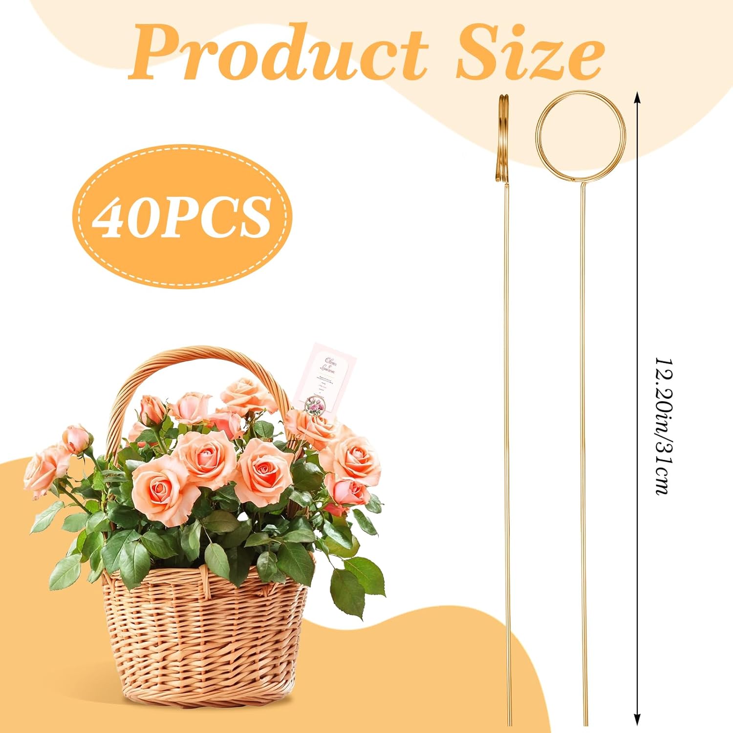 YUXIANLB 40 Pcs Gold Metal Wire Floral Place Card Holders