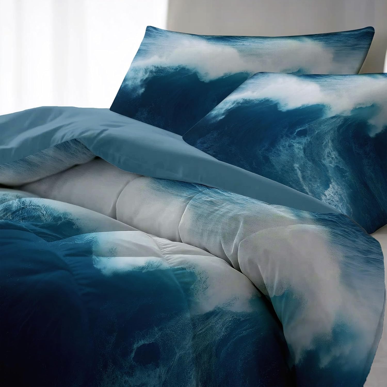 Blue Duvet Cover Twin XL Set with Matching Pillowcases