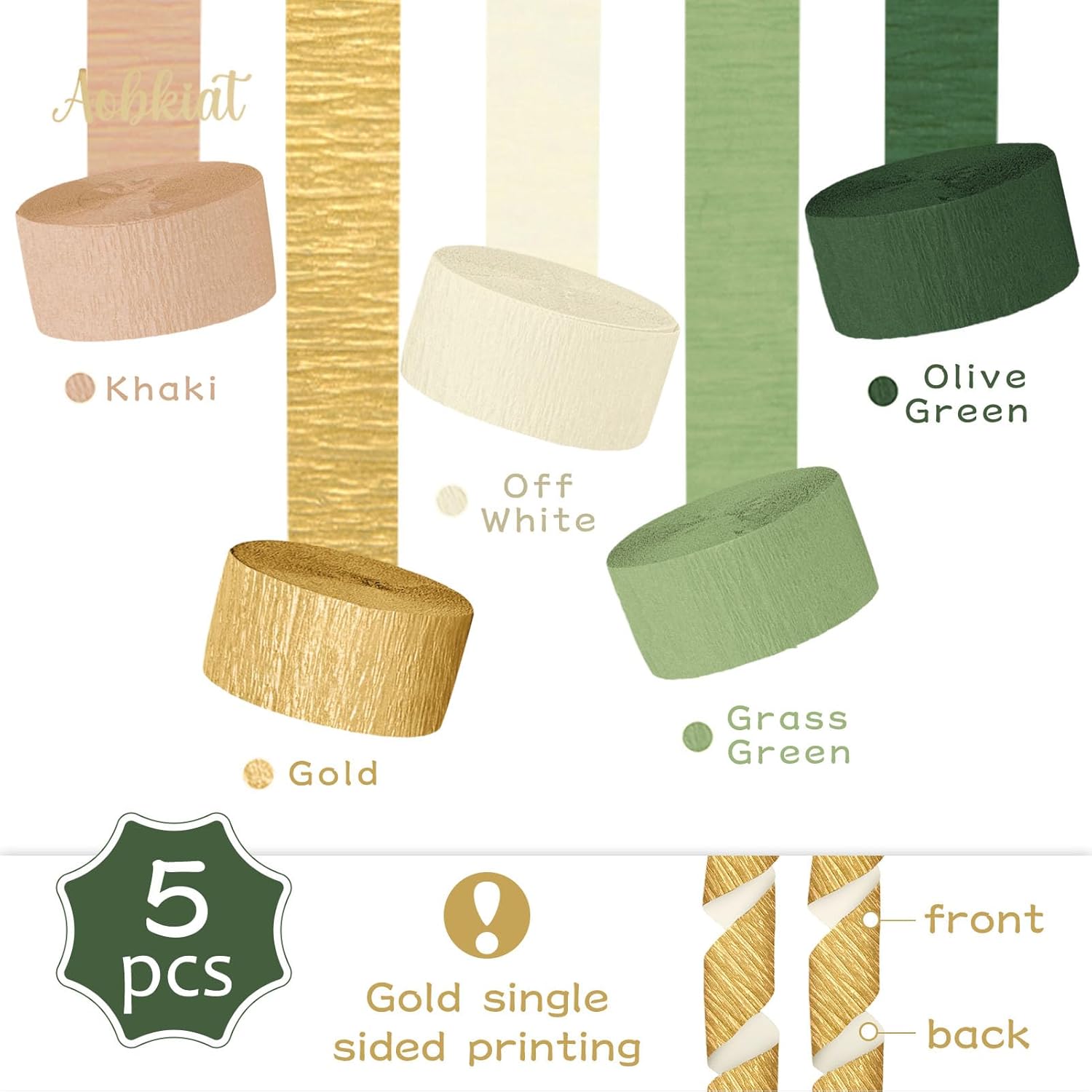 AOBKIAT Wedding Party Decorations 5 Rolls Streamers