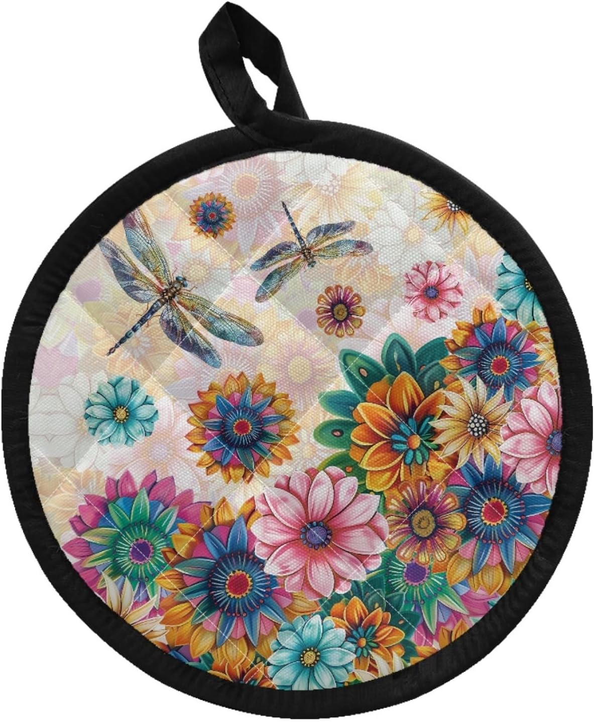 NETILGEN Boho Floral Dragonfly Pot Holders