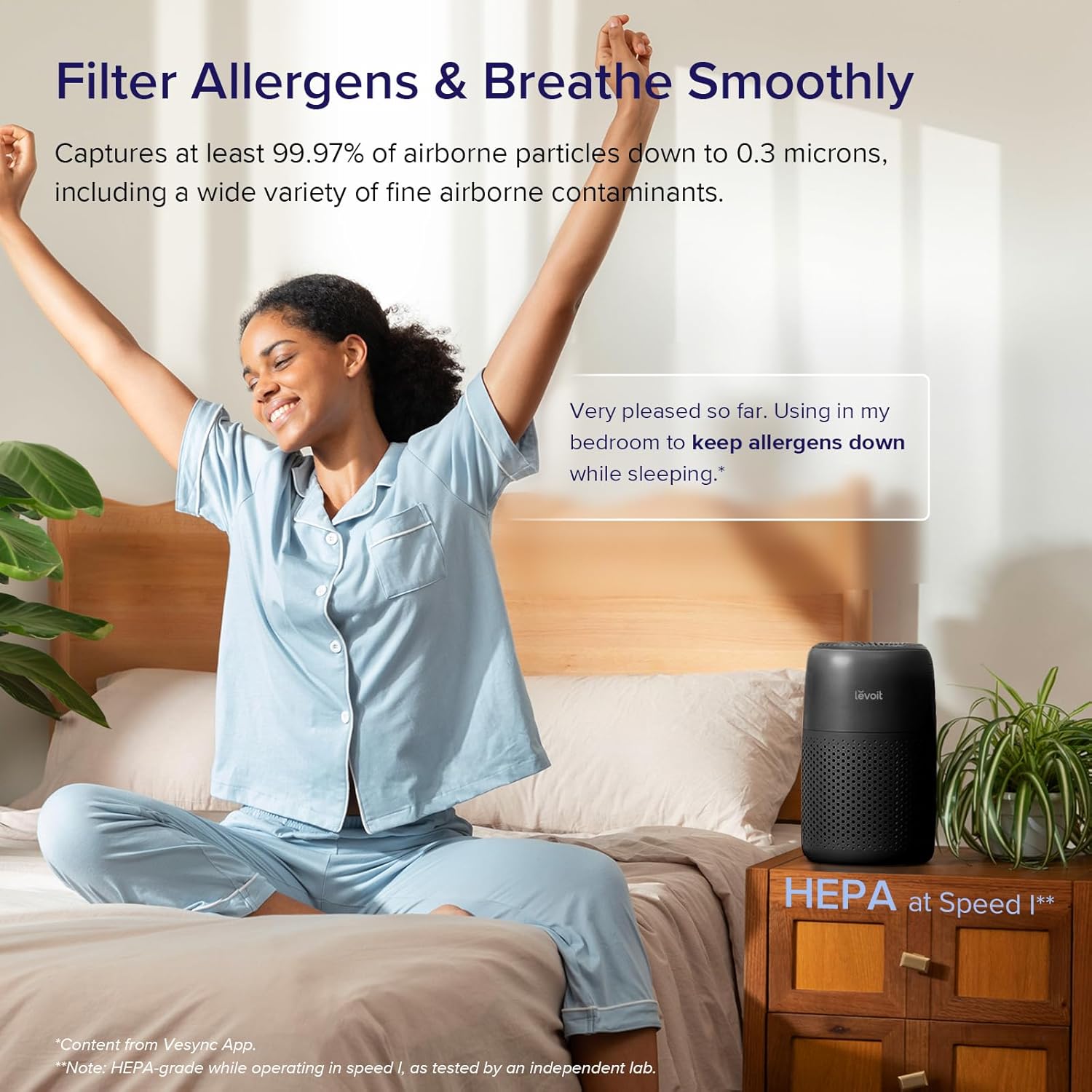 LEVOIT Air Purifier for Bedroom Home Black