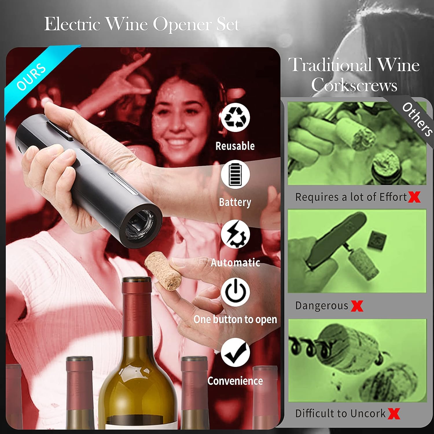 Foibong 4-in-1 Electric Wine Opener Set