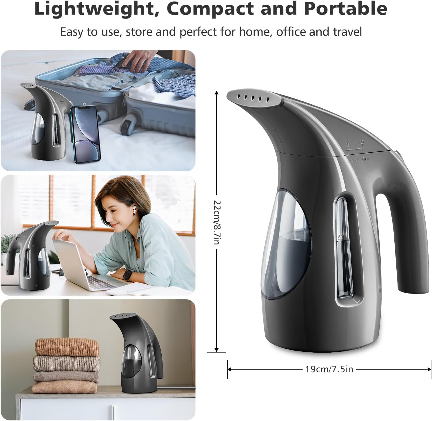 HiLIFE Portable Garment Steamer 240ml 700W Black