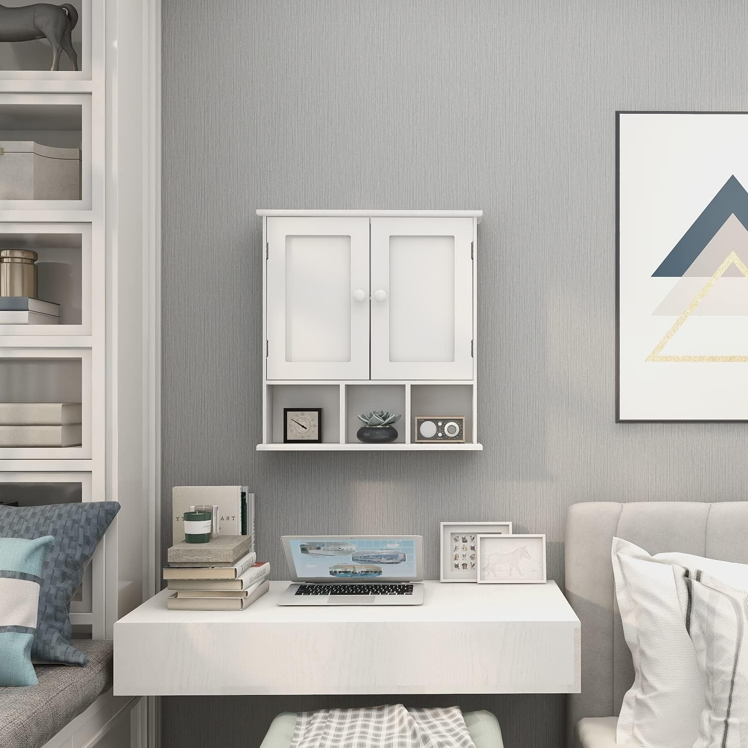TaoHFE Wall Cabinet Over Toilet Storage With Adjustable Shelves