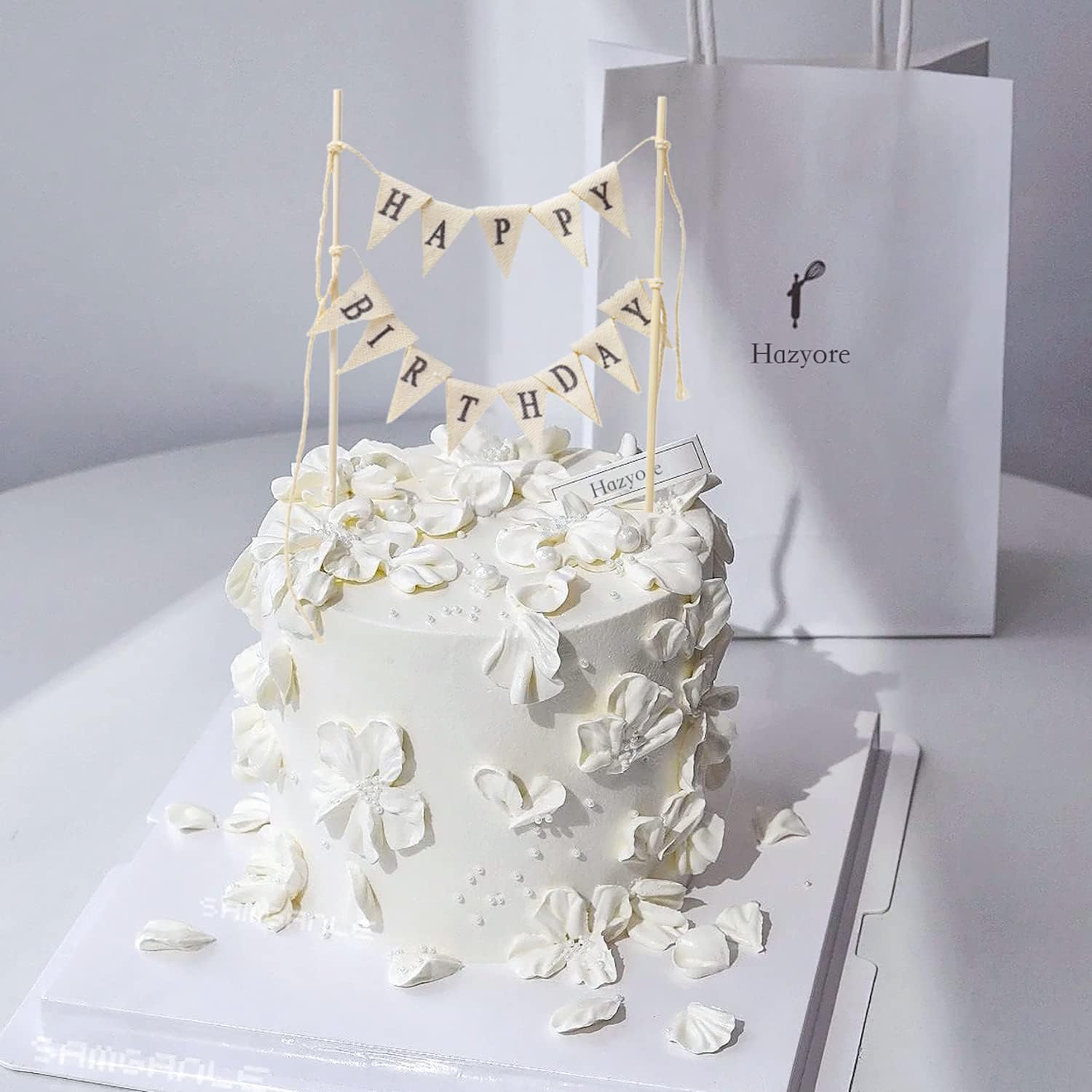 Happy Birthday Cake Topper with Wood Poles