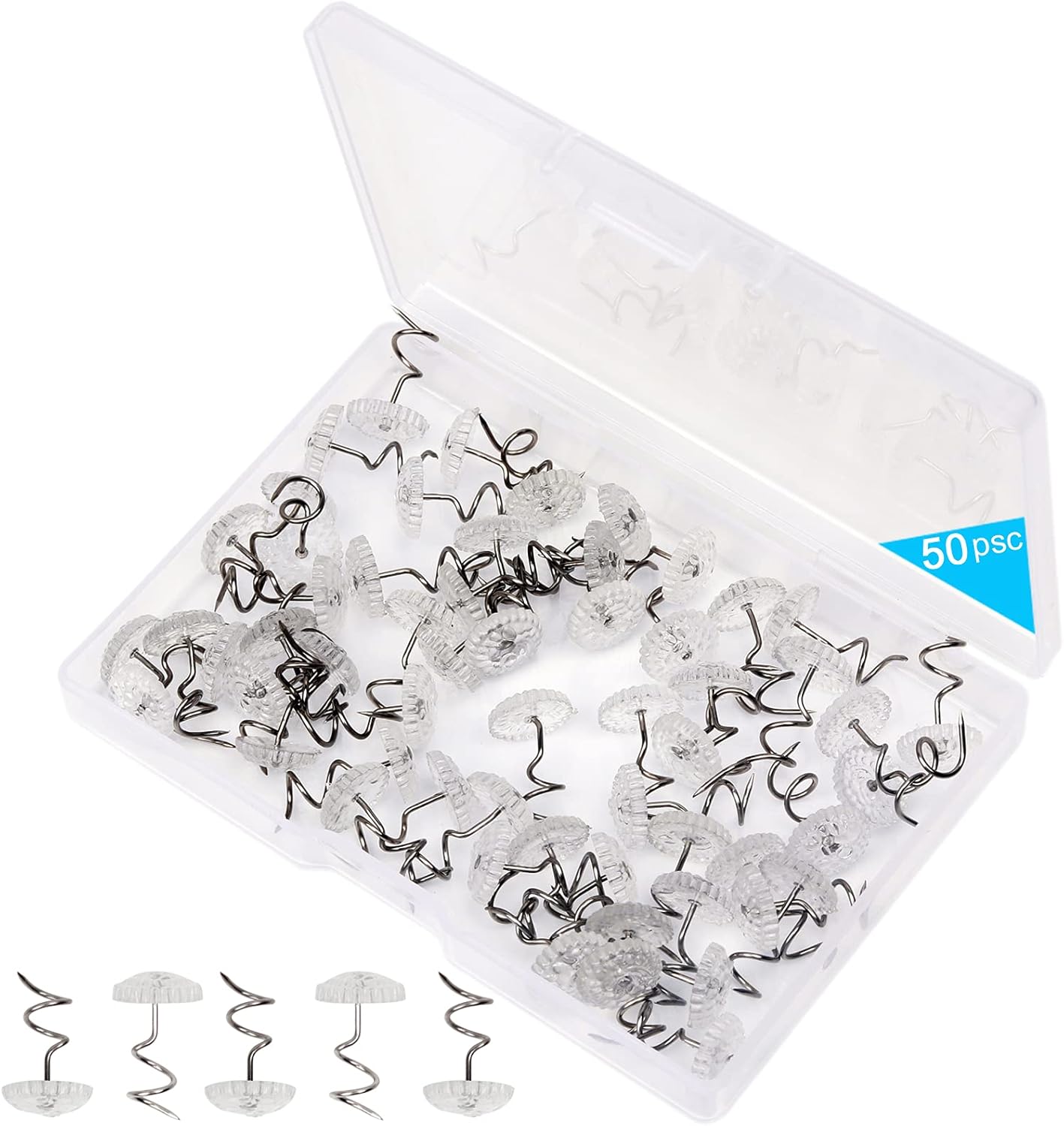 Lesnow 50PCS Clear Head Twist Pins for Bed Skirts and Slipcovers