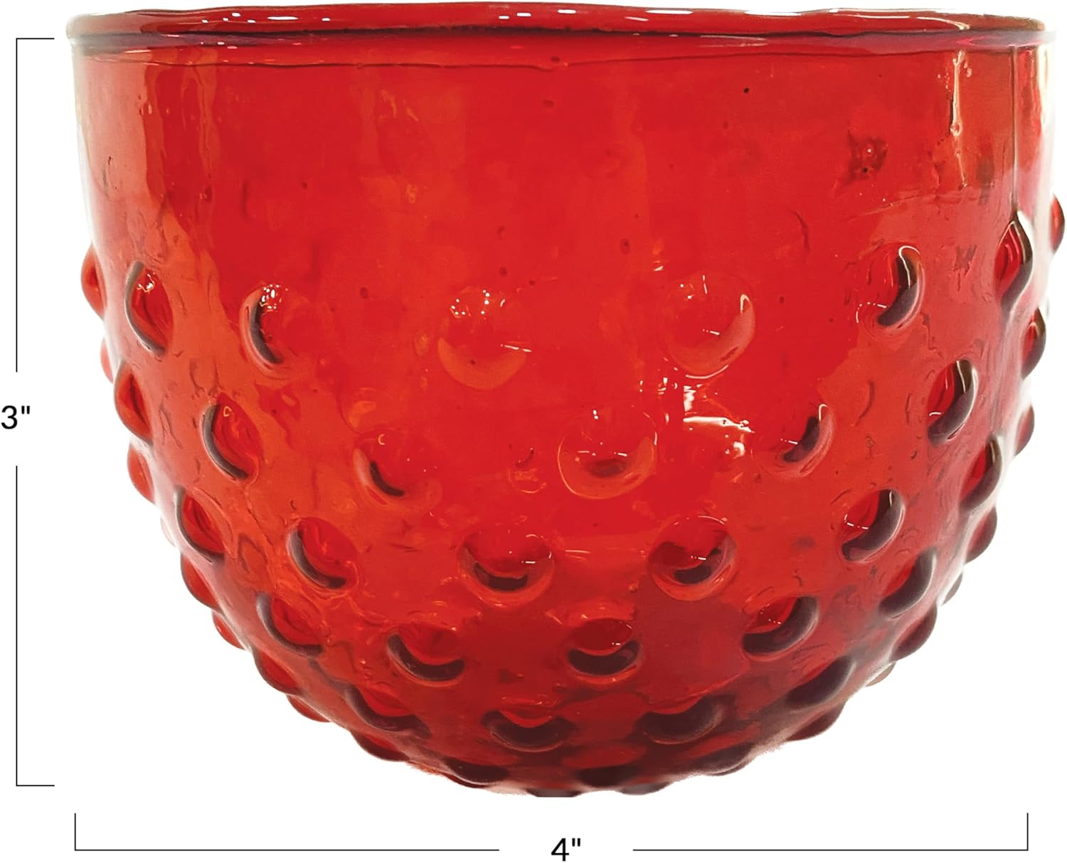 Creative Co Op Glass Hobnail Votive Bowl Red