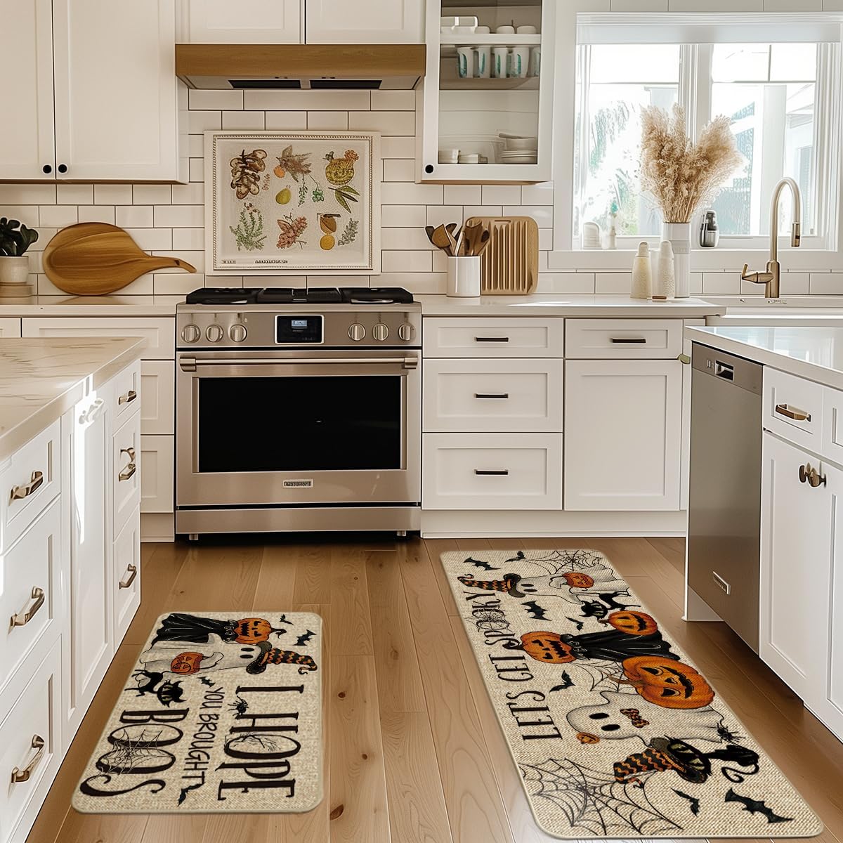 Artoid Mode Halloween Spider Web Kitchen Mats Set of 2