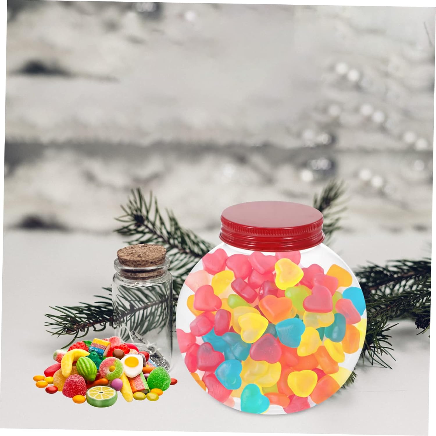 Operitacx 5Pcs Christmas Candy Jar Ball Shaped Packaging Bottles for Treats
