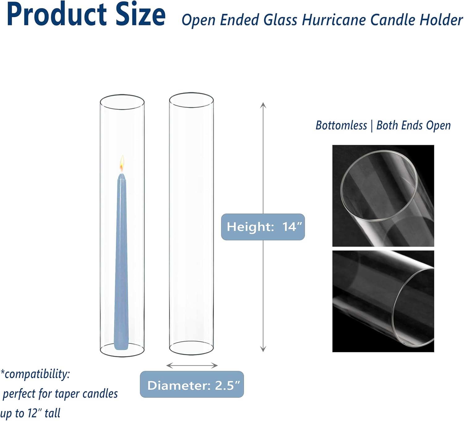 CYS EXCEL 6-Piece Clear Glass Hurricane Candle Holder
