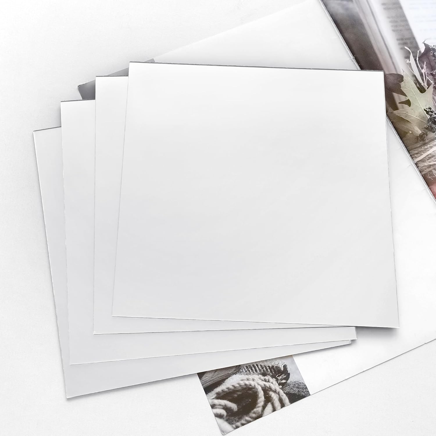 Quacc 4 Pc Self Adhesive Mirrors 8x8 Inch Frameless Tiles