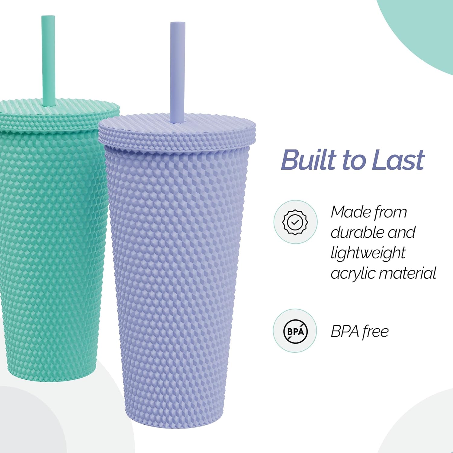 Copco 22oz Studded Insulated Tumblers with Straw and Lid Set of 2
