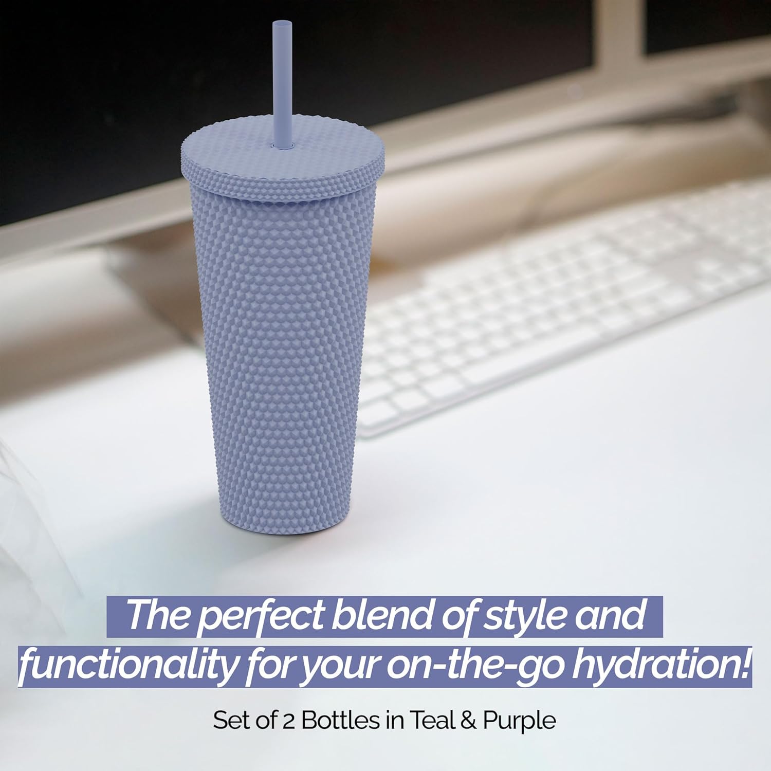 Copco 22oz Studded Insulated Tumblers with Straw and Lid Set of 2
