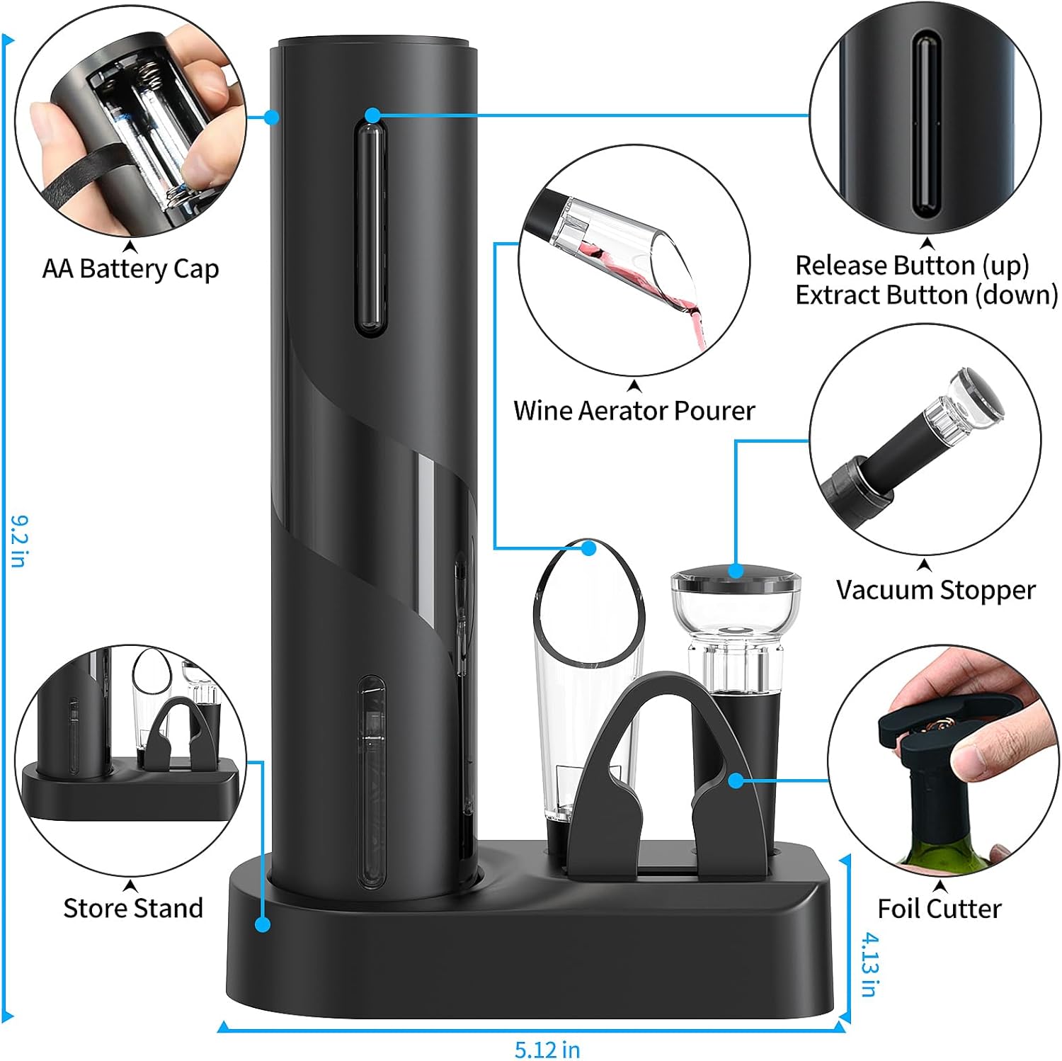 Foibong 4-in-1 Electric Wine Opener Set