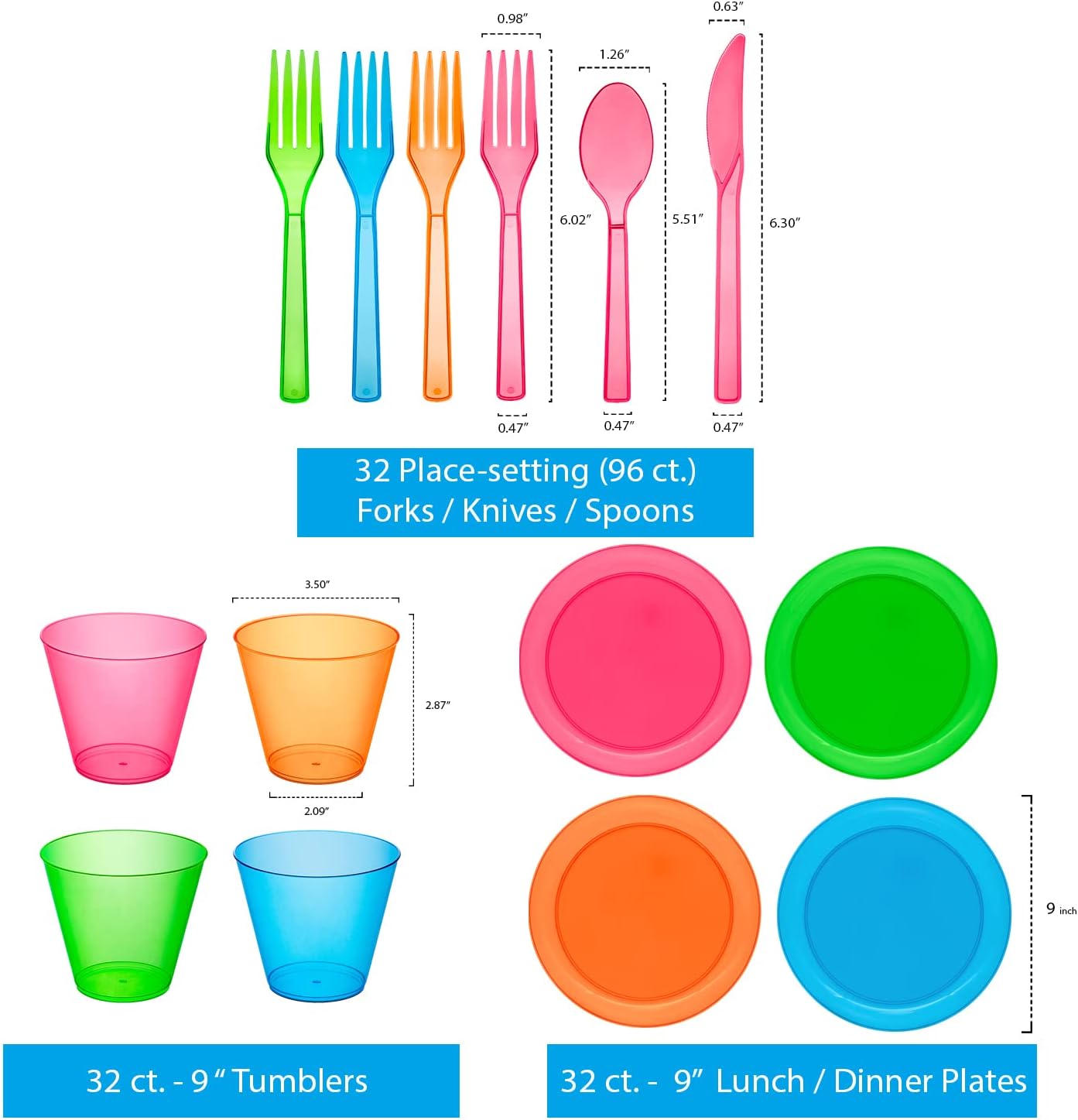 Neon Party Supplies Set with Blacklight UV Glow