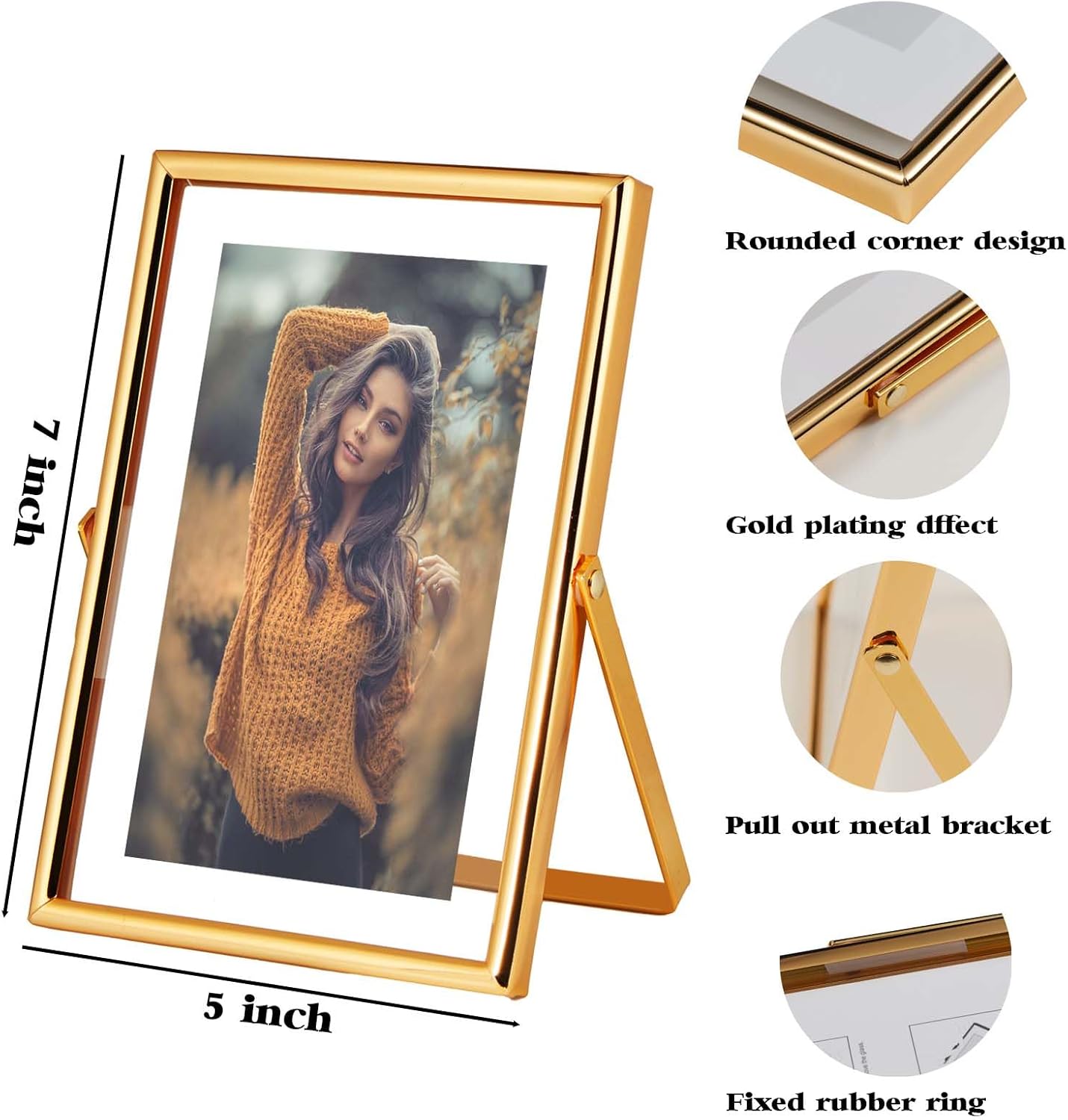 Xinkerco 5x7 Gold Floating Frame 2 Pack for 4x6 and 3x5 Photos