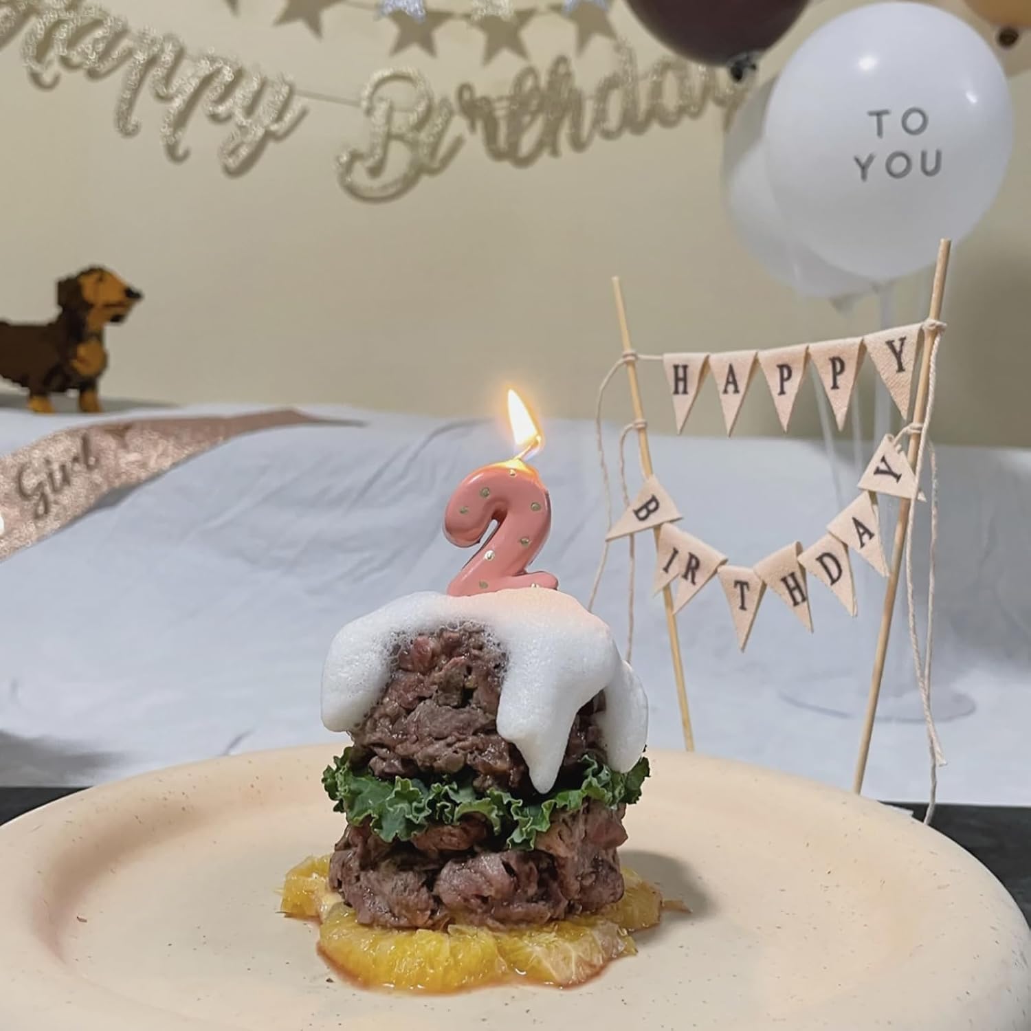 Happy Birthday Cake Topper with Wood Poles