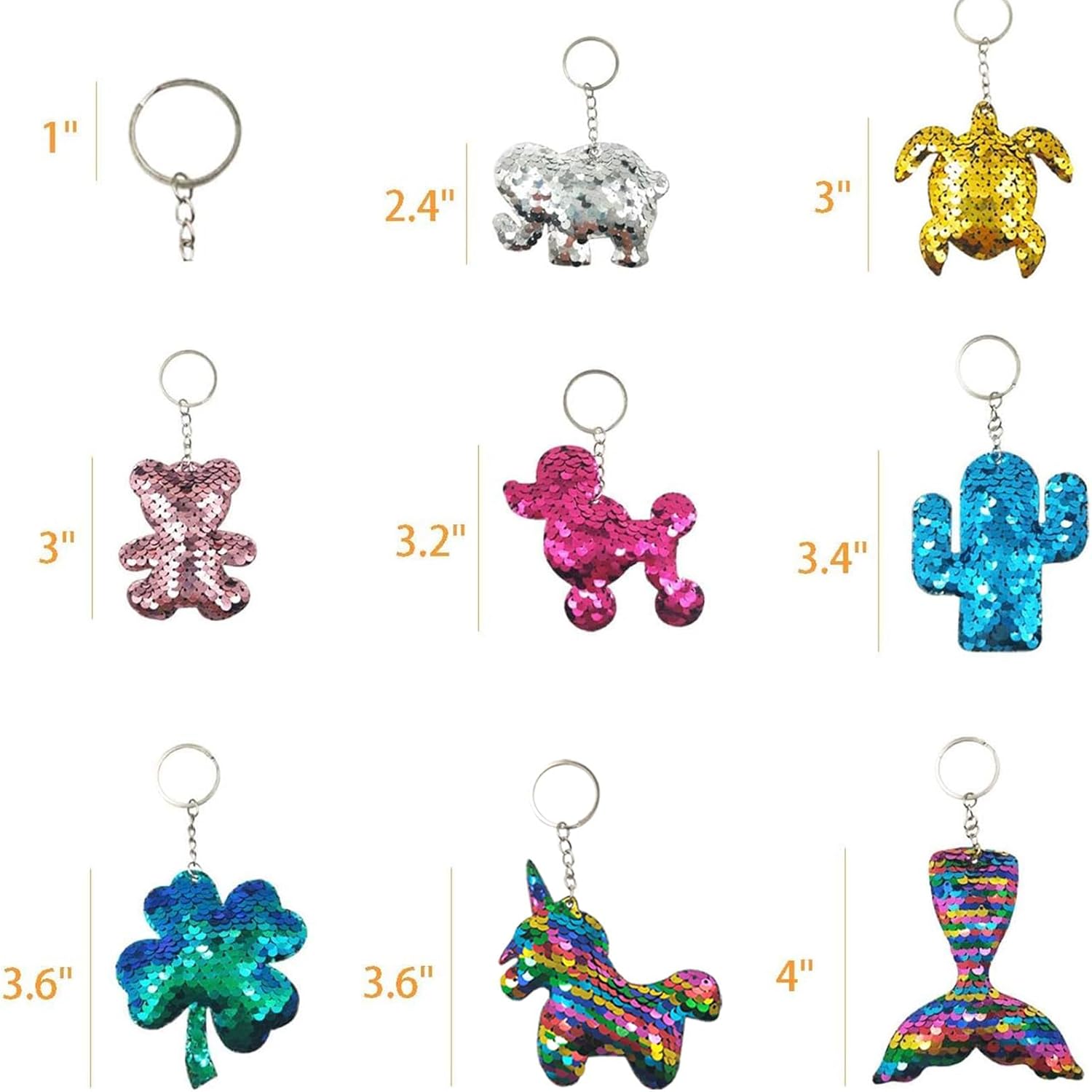 GuassLee 15Pcs Flip Sequin Keychain Set
