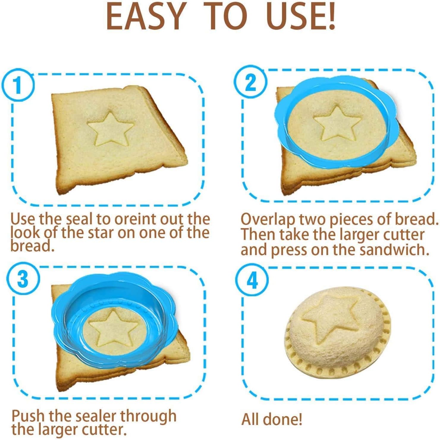 AmerStar 6-in-1 Sandwich Cutter and Sealer Set