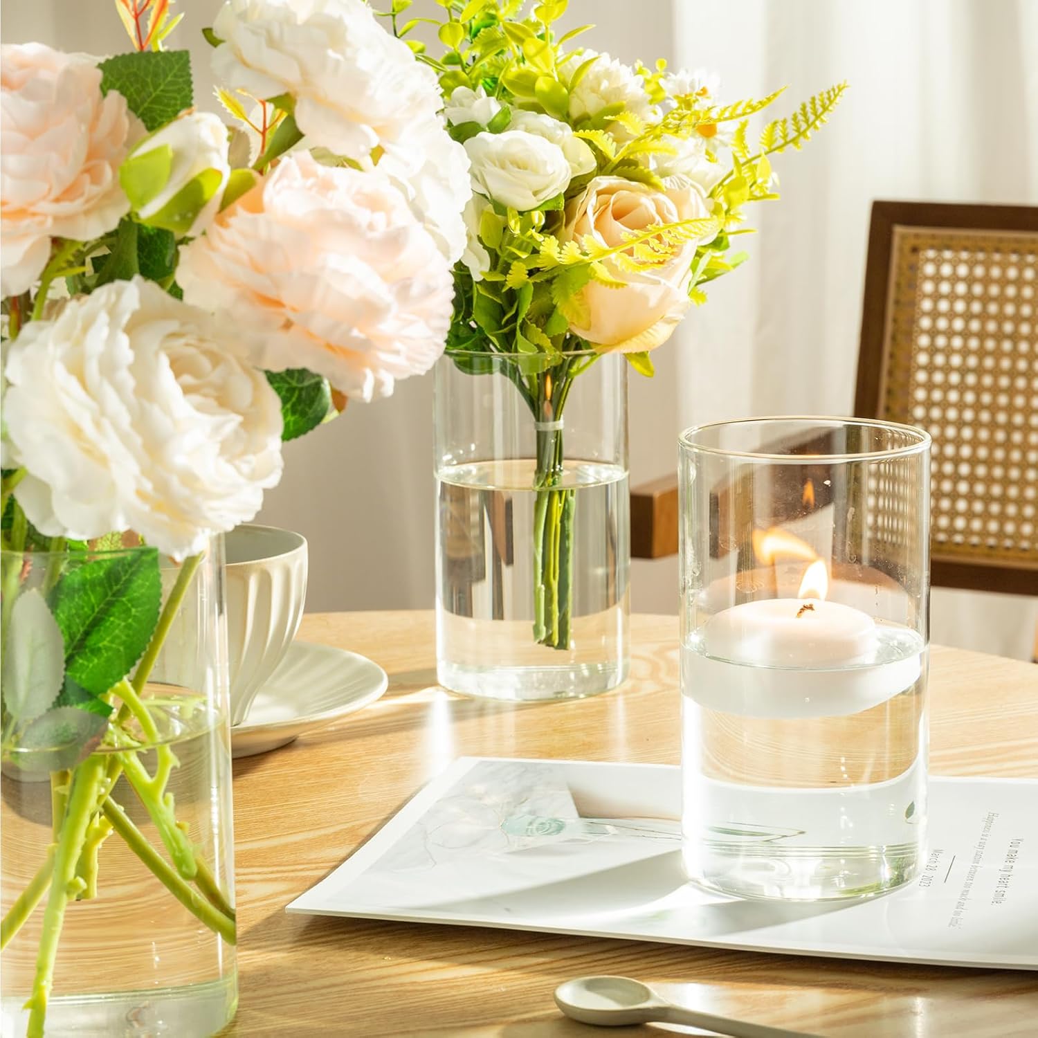 12pcs Glass Cylinder Vases for Centerpieces