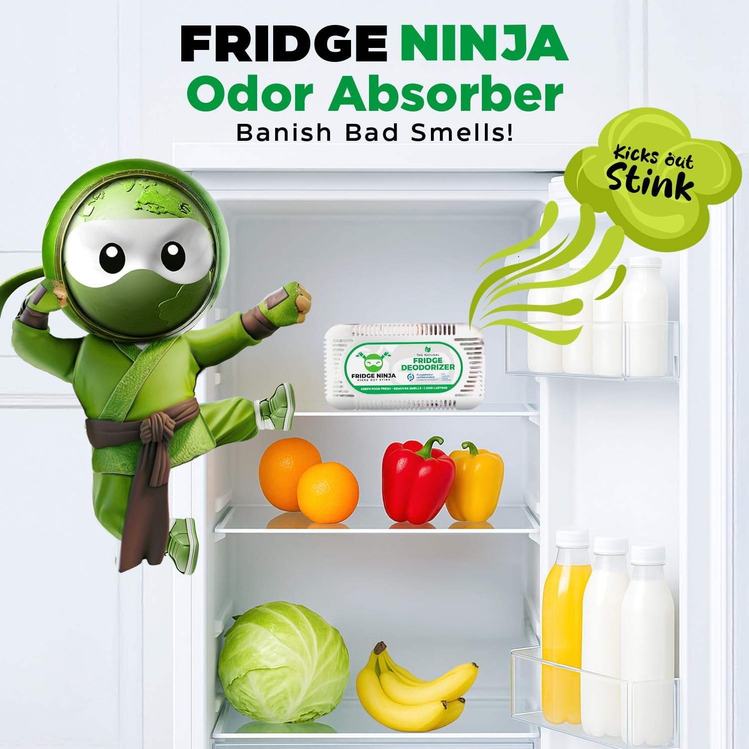 Fridge Ninja 2-Pack Unscented Activated Charcoal Deodorizer
