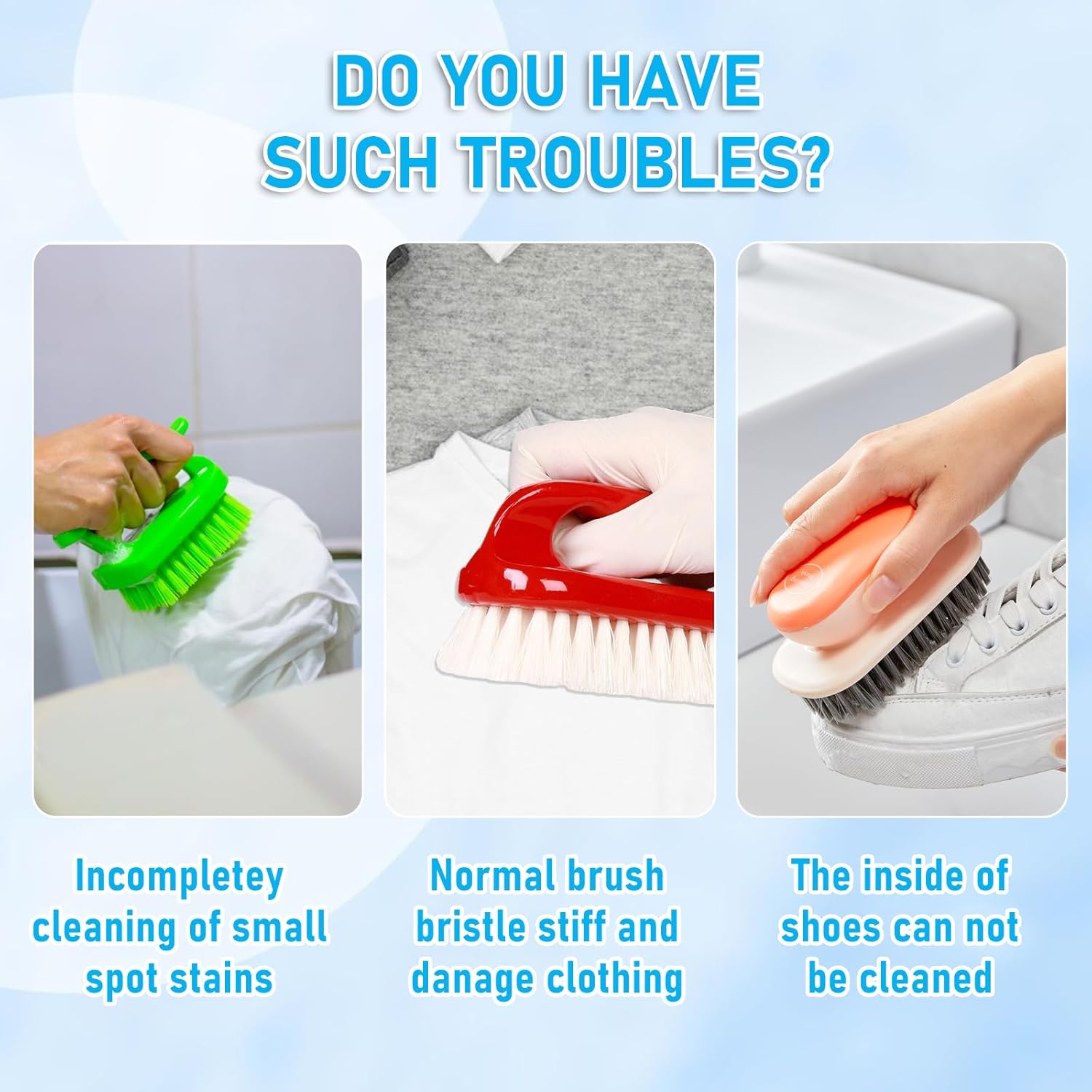 Ouligay Laundry Stain Brush for Delicate Fabrics and Shoes