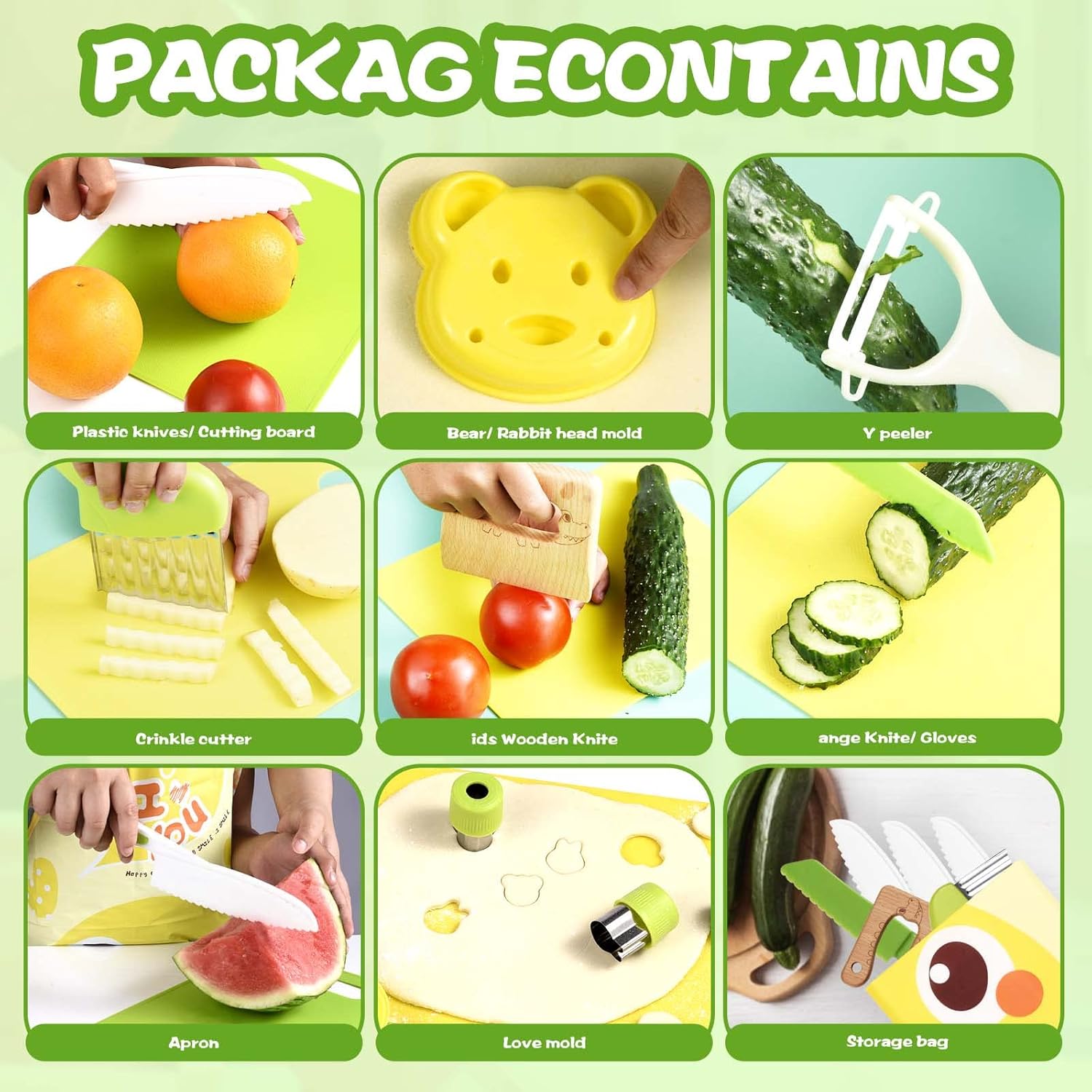 18 Pieces Montessori Kitchen Tools Toy Set for Toddlers Kids