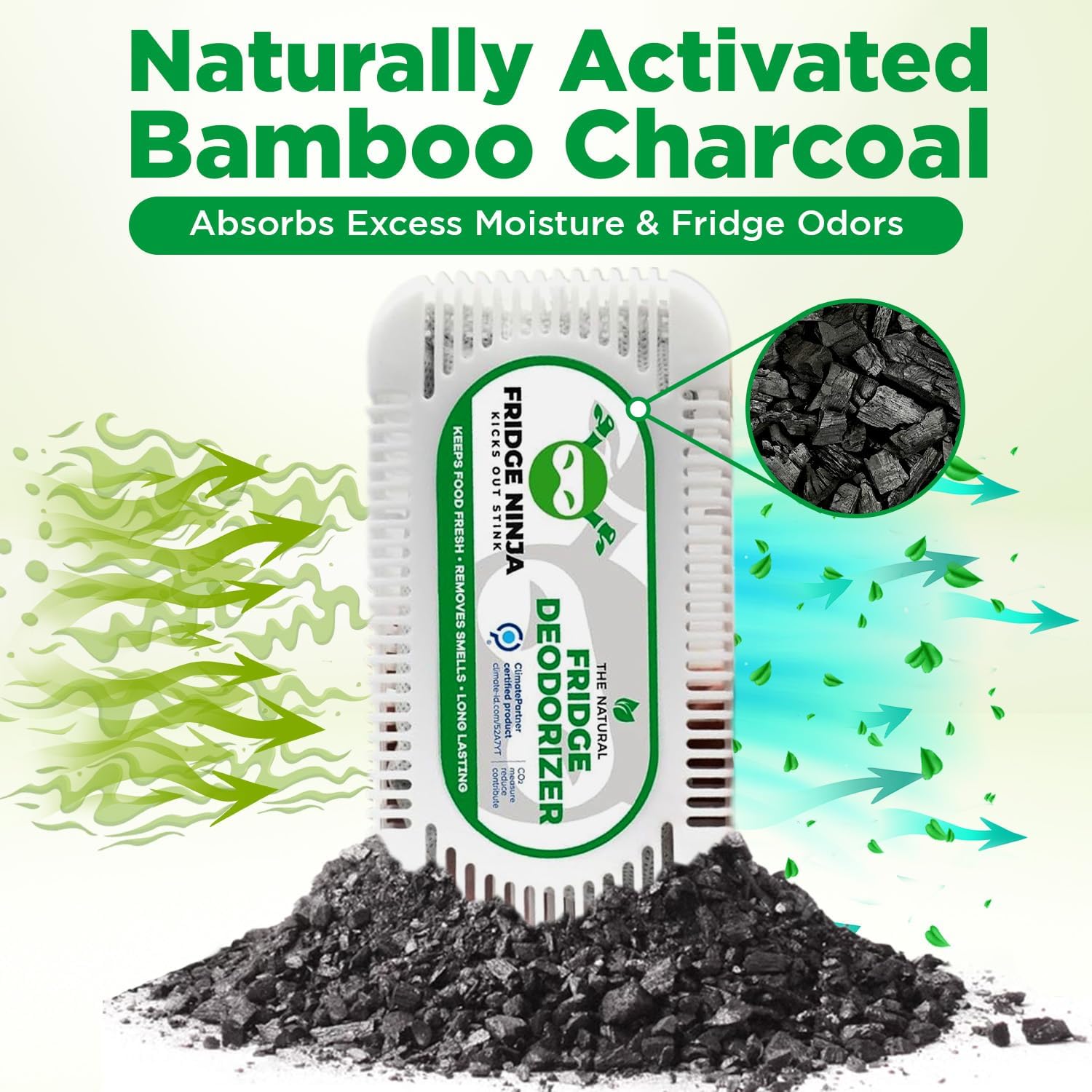Fridge Ninja 2-Pack Unscented Activated Charcoal Deodorizer