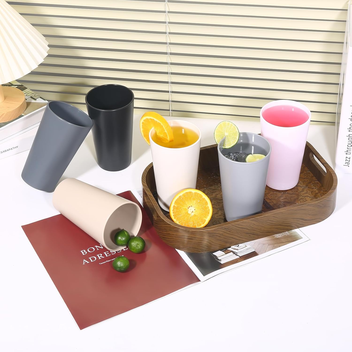 24 Pcs 20 Oz BPA-Free Plastic Cups Set
