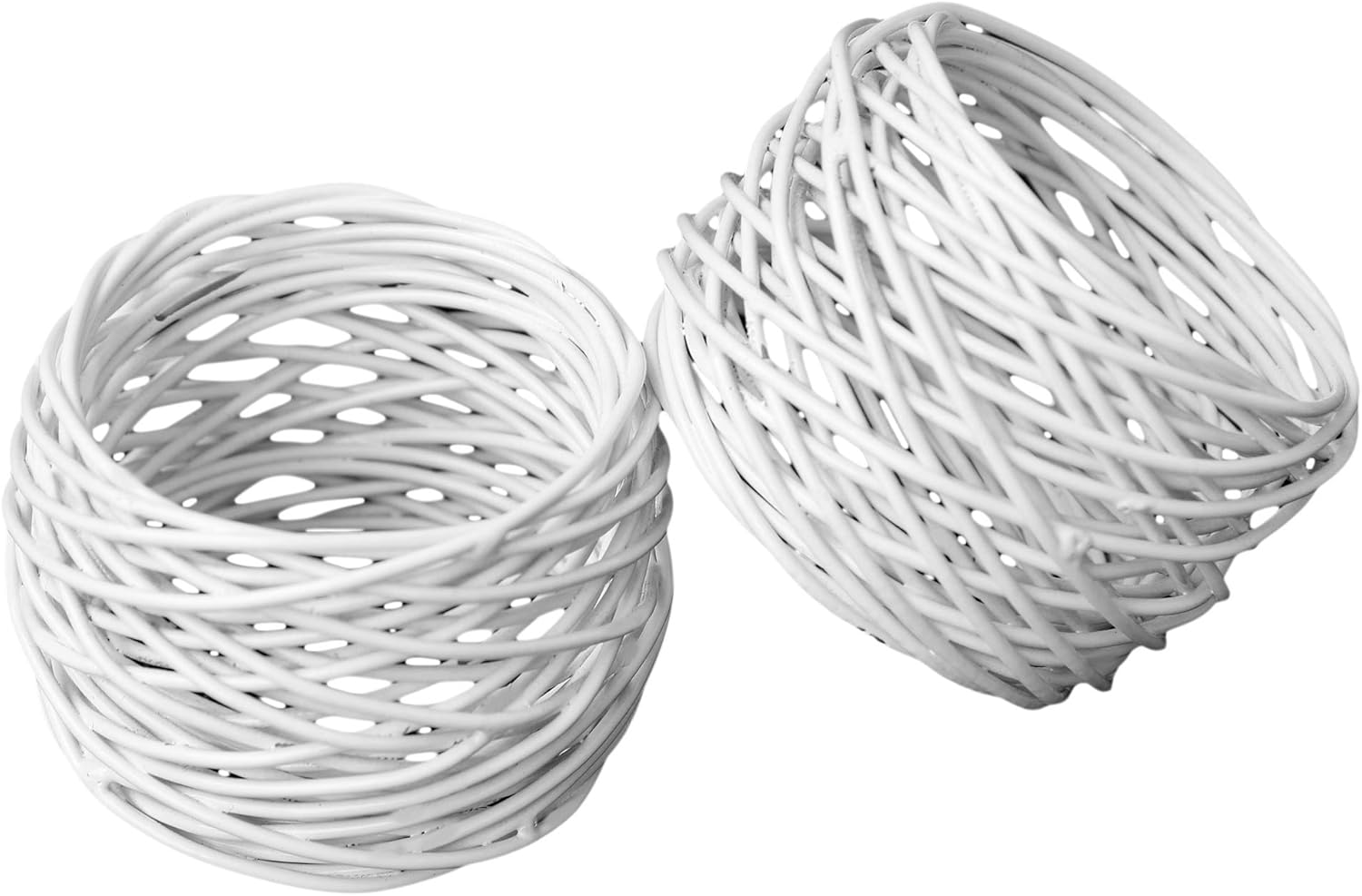 Handmade White Round Mesh Napkin Rings Set of 8