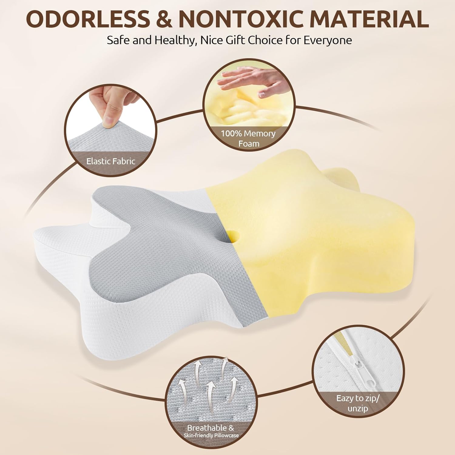 DONAMA Memory Foam Cervical Pillow for Sleeping Support