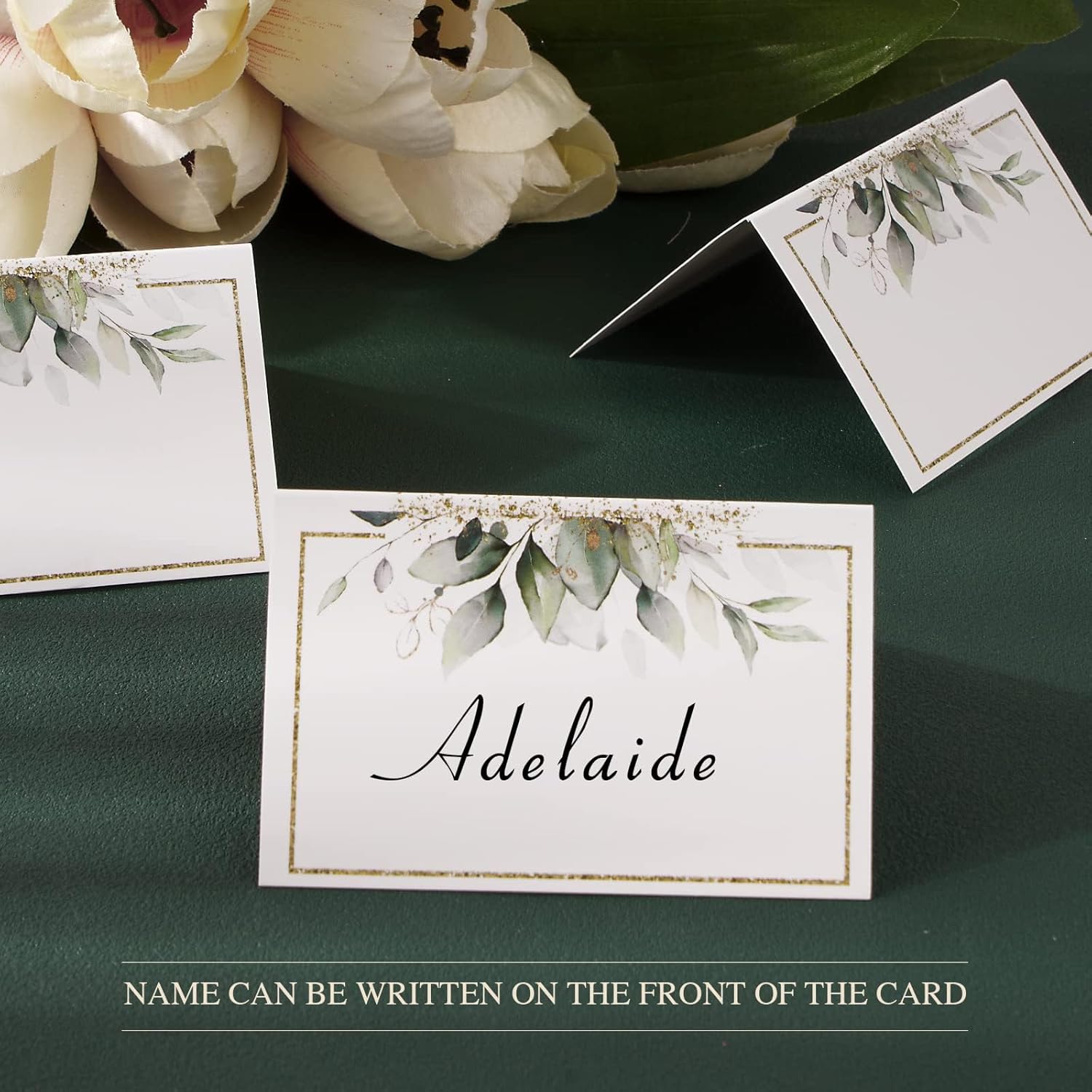 50pcs Green Gold Place Cards for Wedding Baby Shower Birthday Party