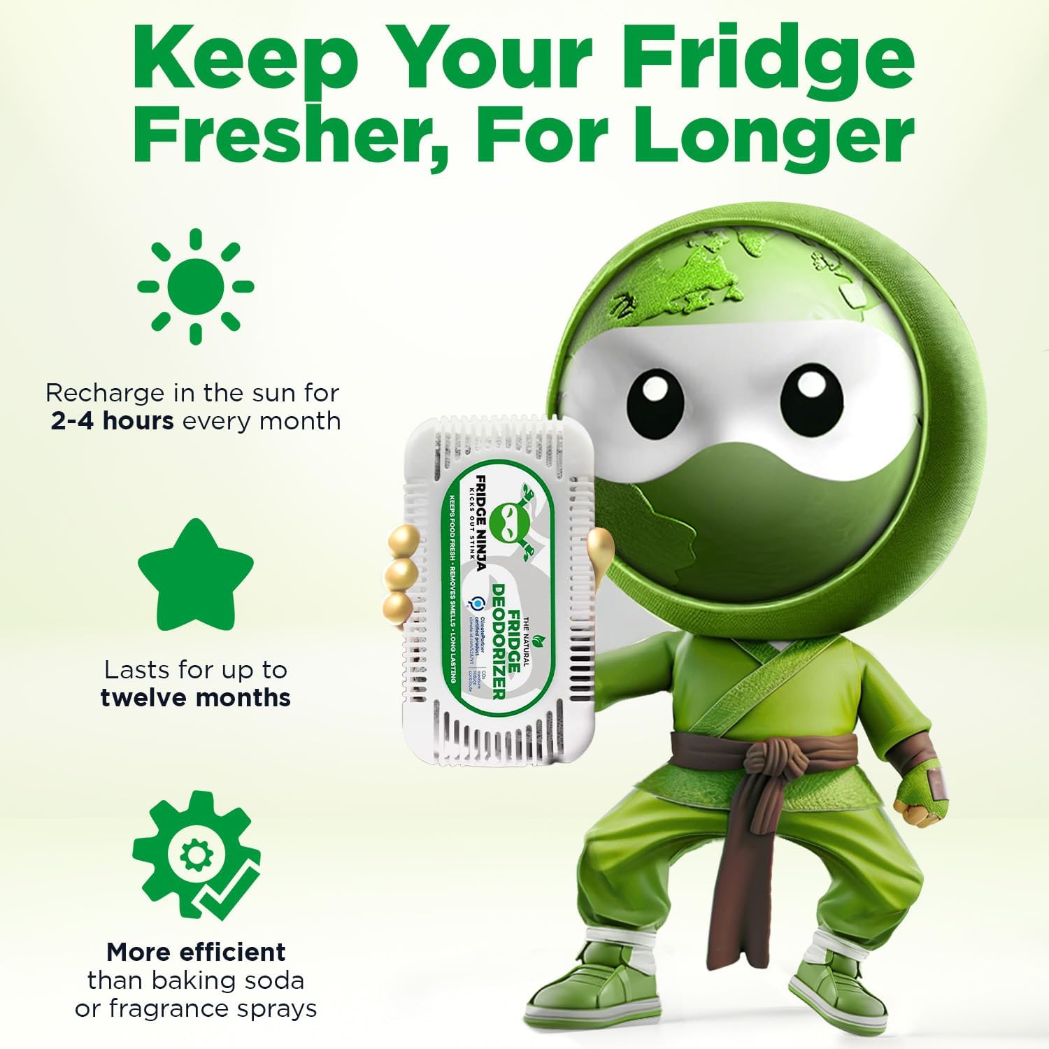 Fridge Ninja 2-Pack Unscented Activated Charcoal Deodorizer