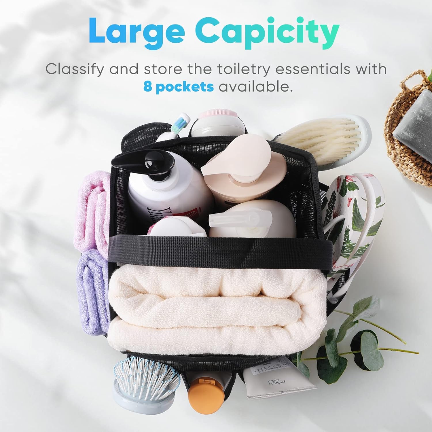 EUDELE Mesh Shower Caddy Portable 8 Pocket