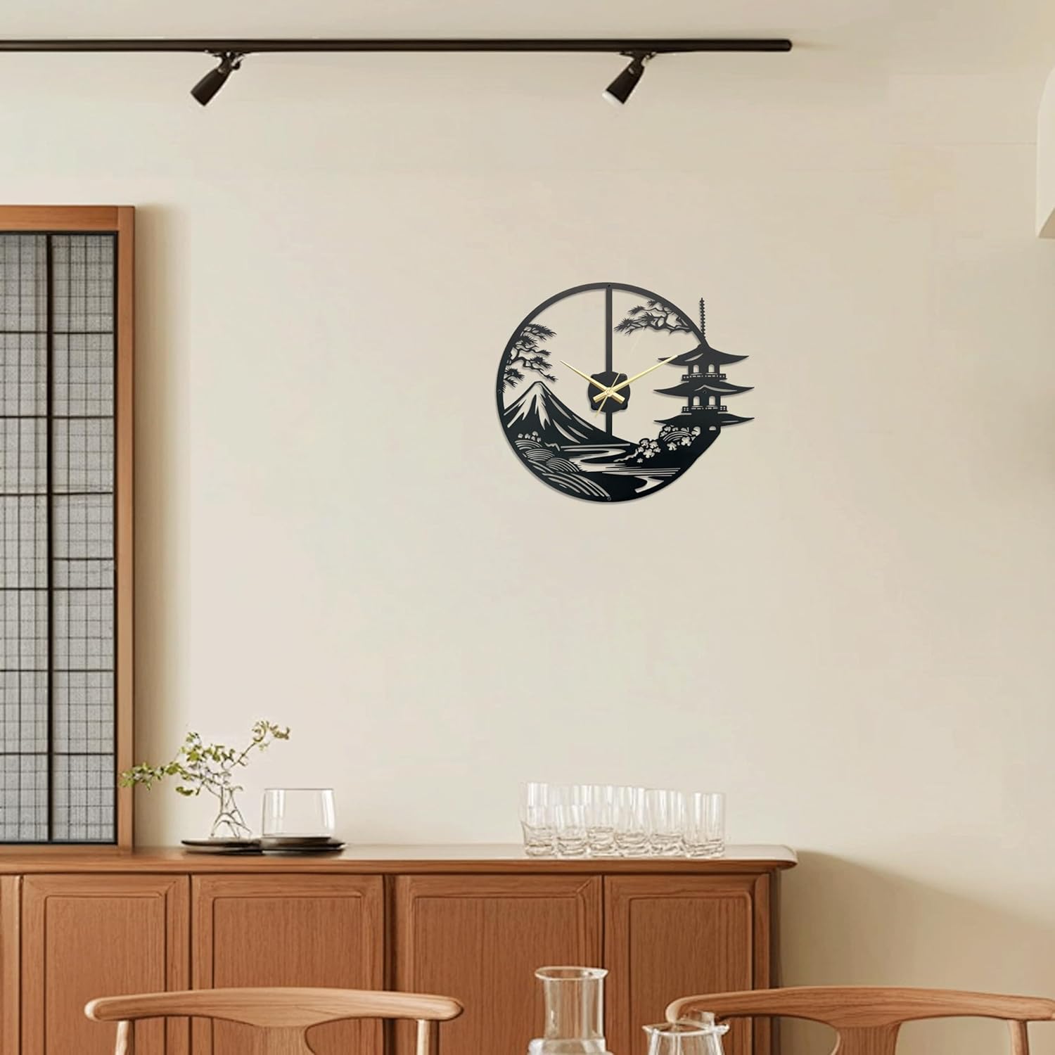 Japanese Wall Clock Unique Samurai Art Decor 15x13x14 Inches