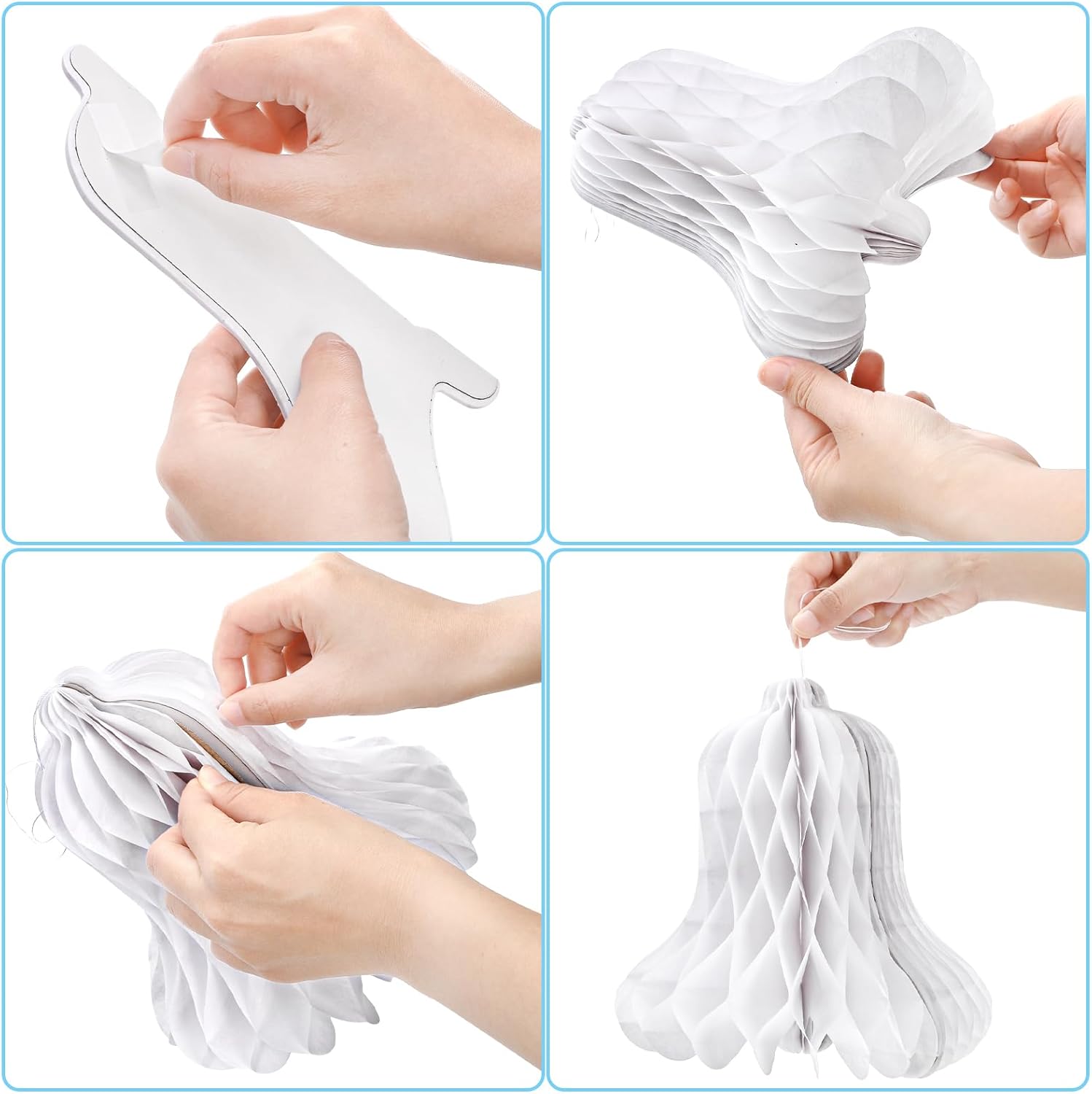 Hiceeden 24 Piece White Paper Wedding Bells Set