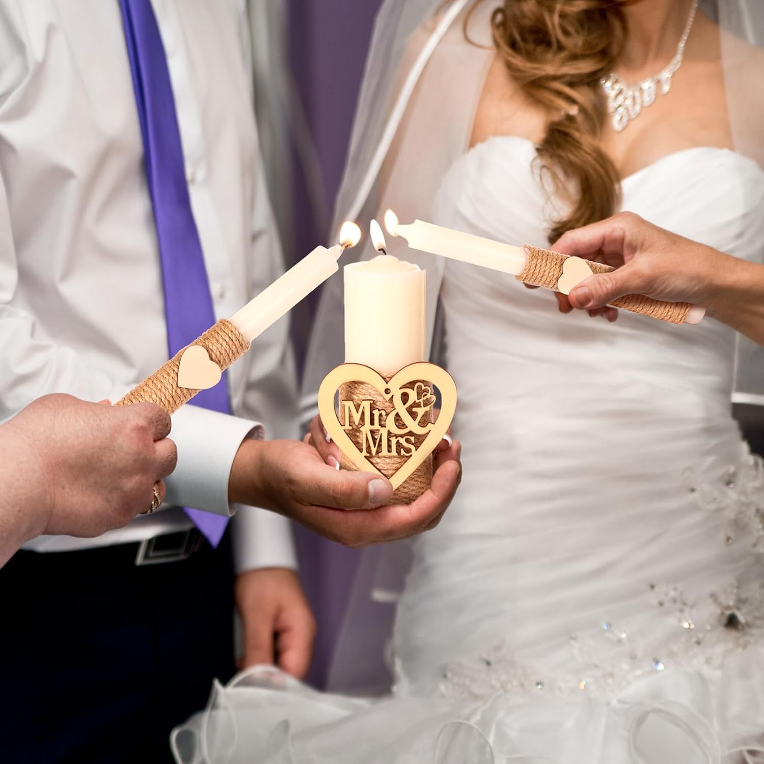Rustic Unity Candles Set for Wedding Ceremony