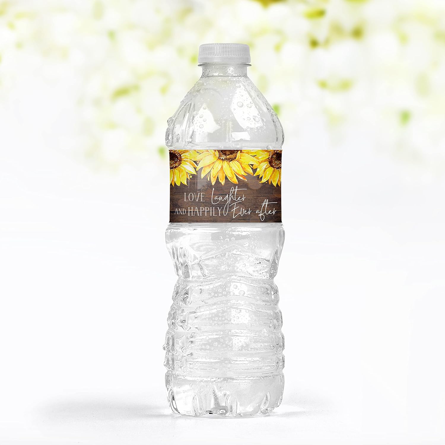 Main Event Prints Sunflower Wedding Bottle Wraps - 25 Rustic Labels