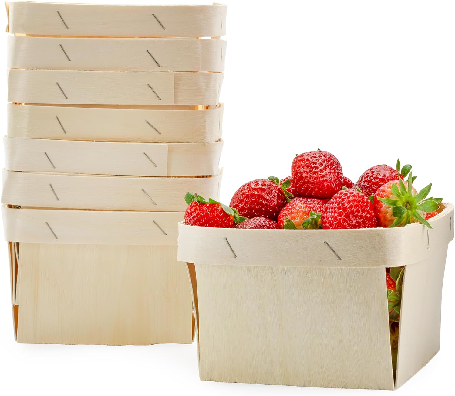 Cornucopia Brands 8 Pack Quart Wooden Berry Baskets