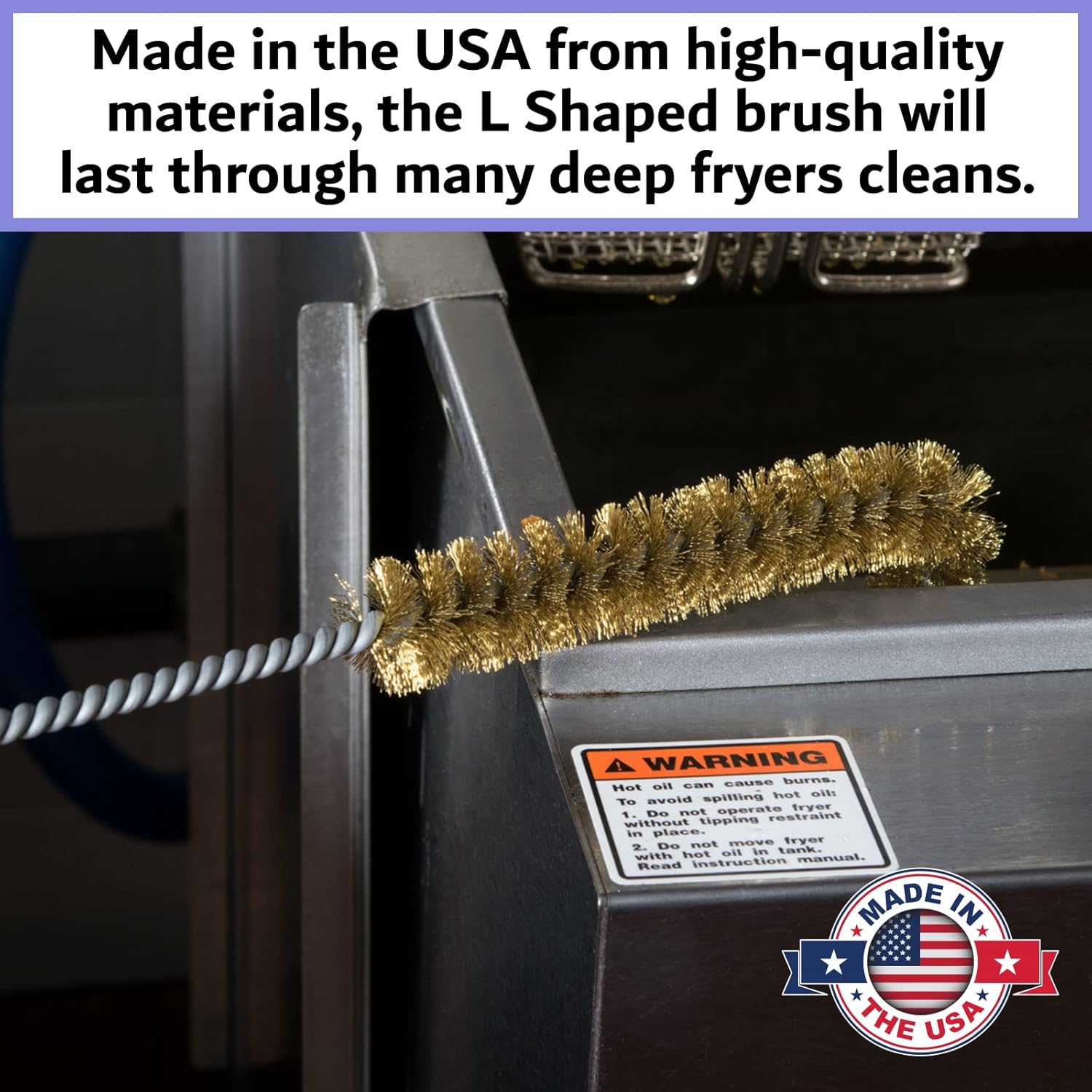 L-Shaped Deep Fryer Cleaning Brush 750F Heat Resistant