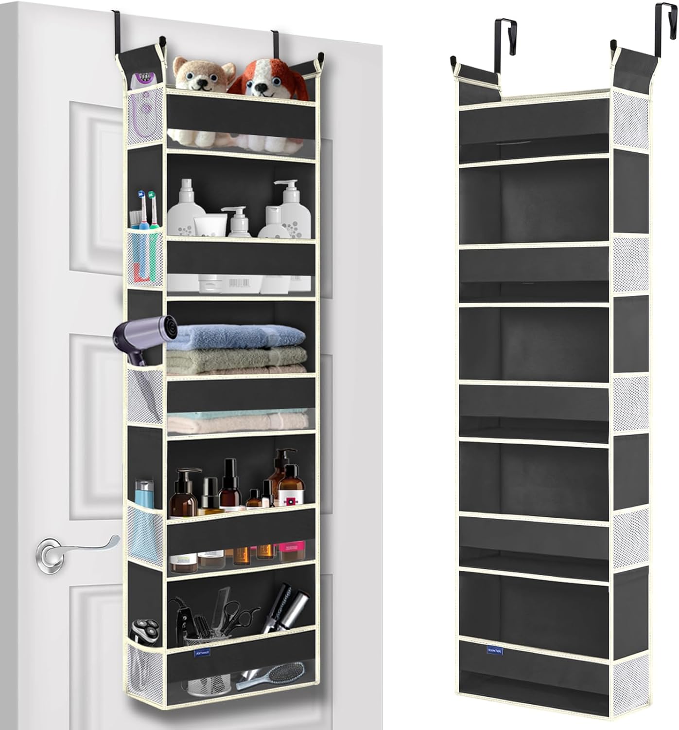 Over The Door Hanging Organizer 5 Shelves 10 Pockets Black