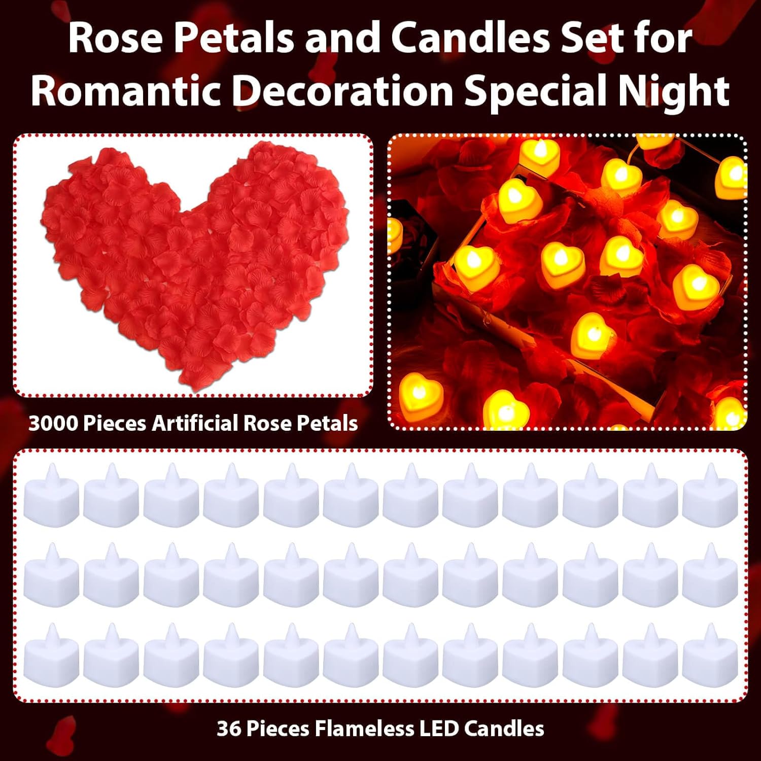 Flasoo Romantic Candle and Rose Petal Set