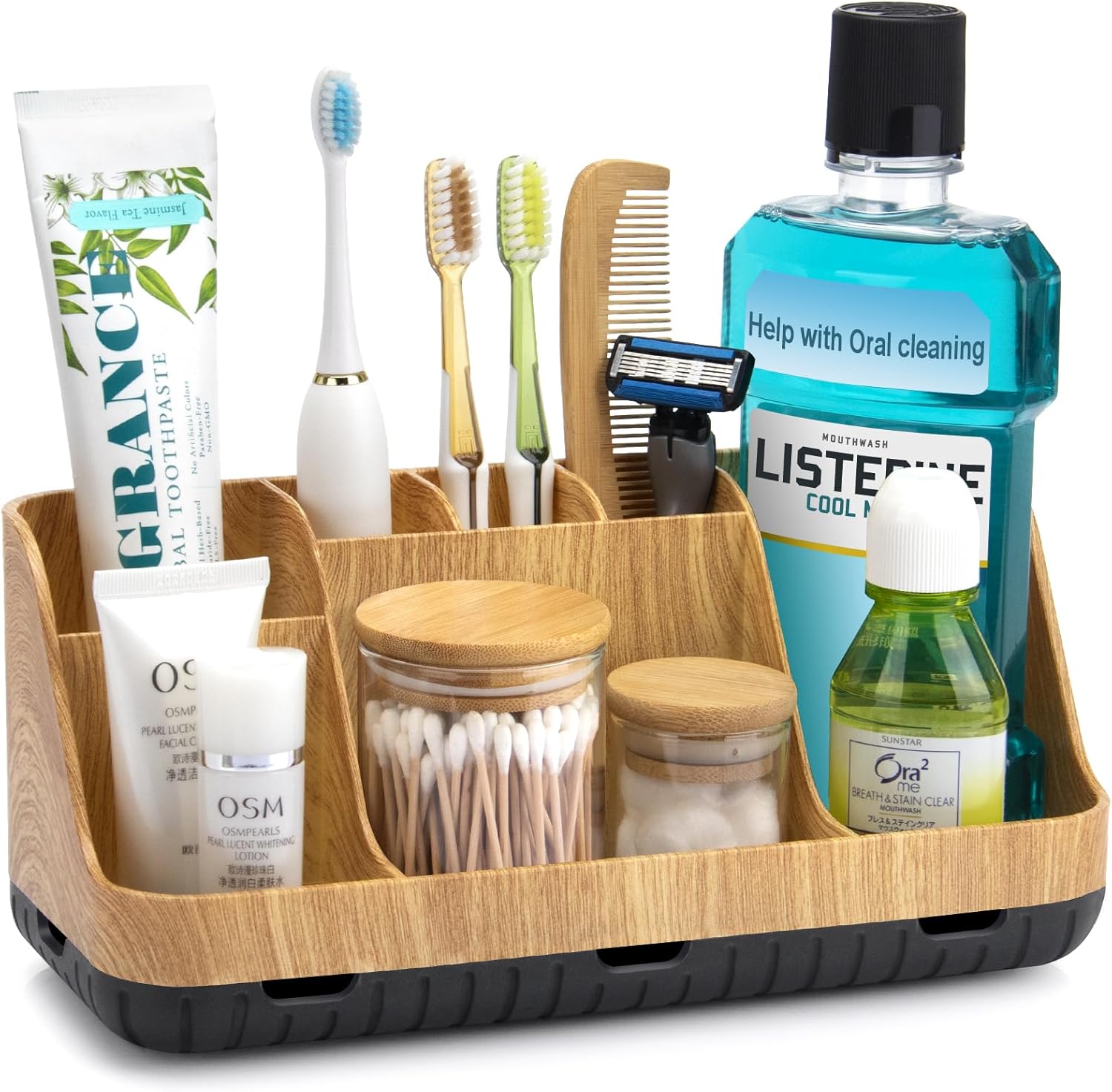 GFWARE 7 Slot Wood Toothbrush Holder Organizer
