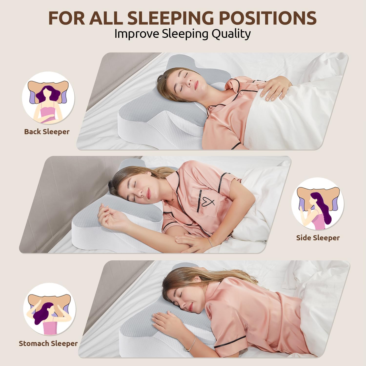 DONAMA Memory Foam Cervical Pillow for Sleeping Support
